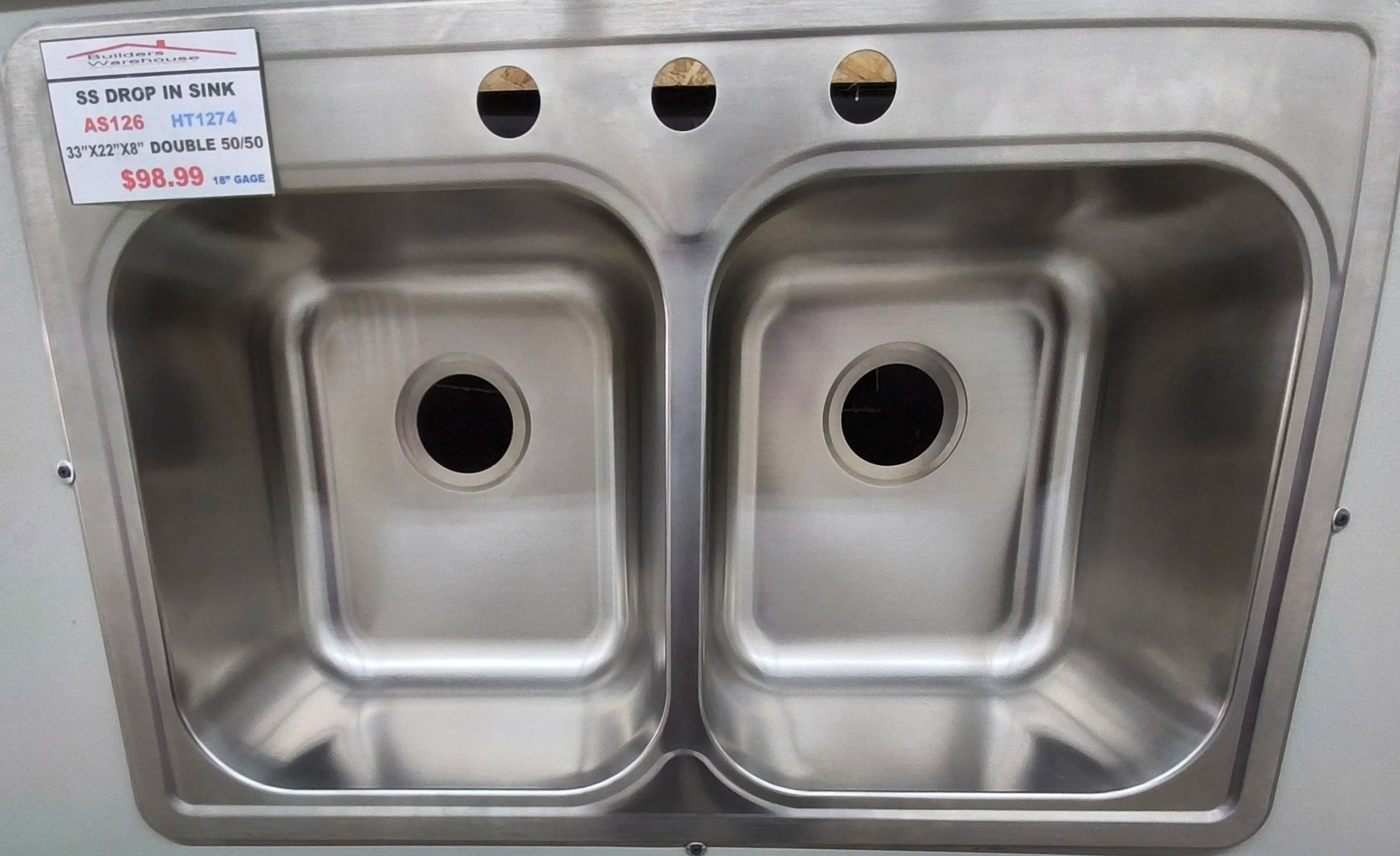 AS126 Double 50/50 Stainless Steele Drop-in Sink