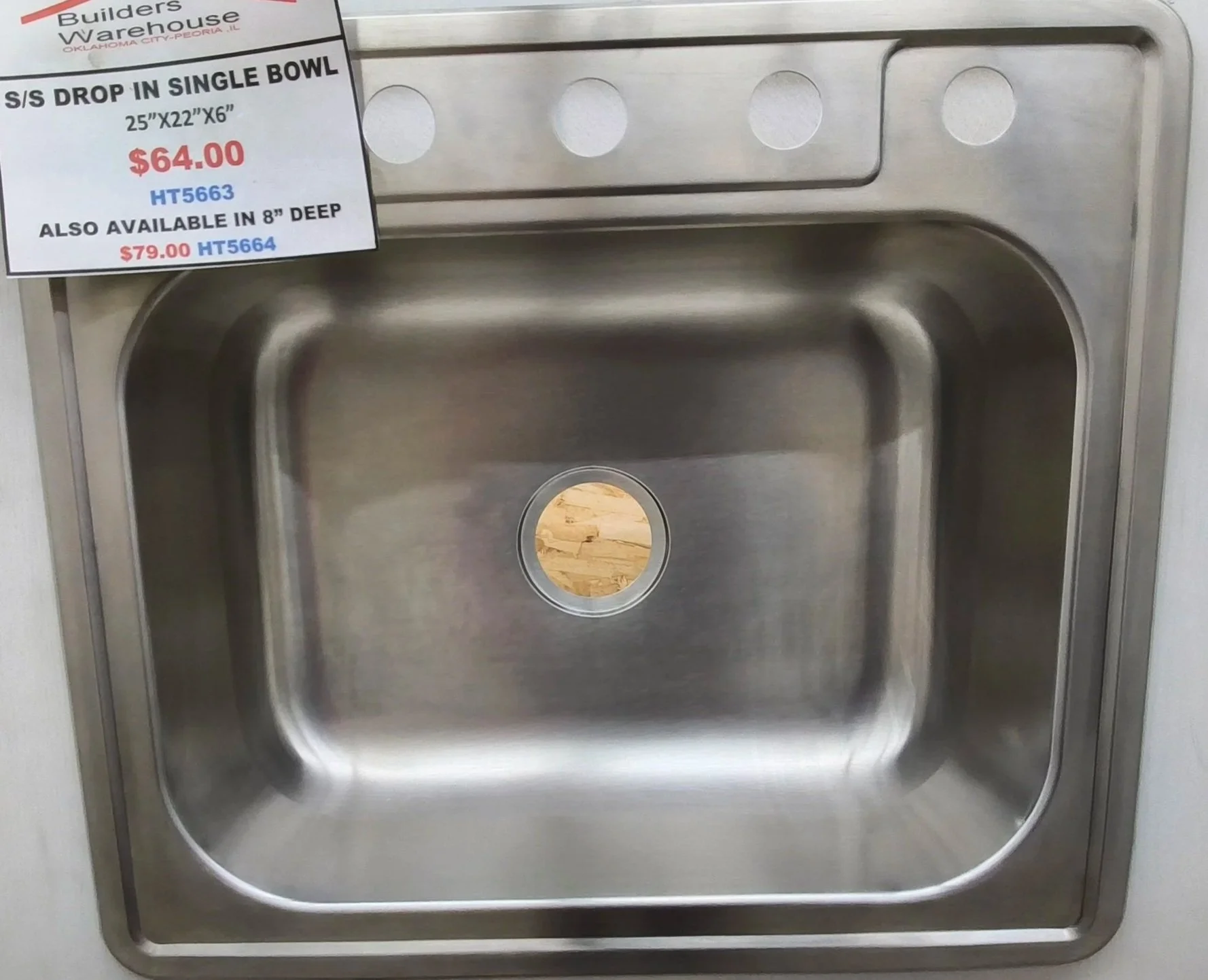  Single Bowl Stainless Steele Drop-in Sink