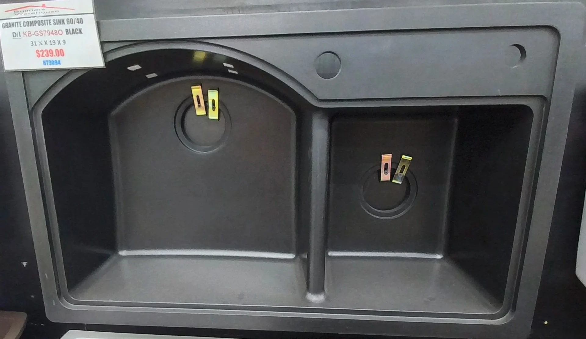Black 60/40 KB-GS79480 Granite Composite Drop-in Sink