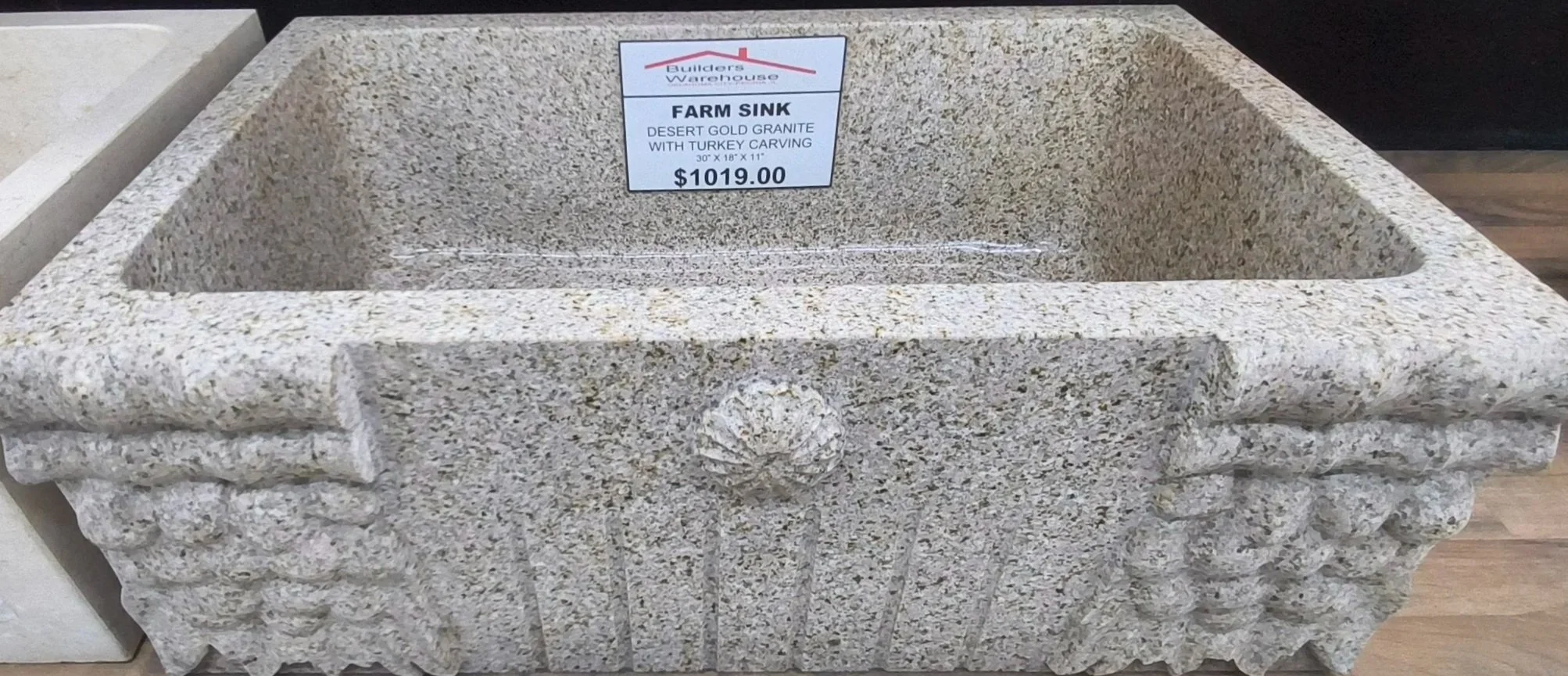 Desert Gold Granite W/ Turkey Carvings Farm Sink