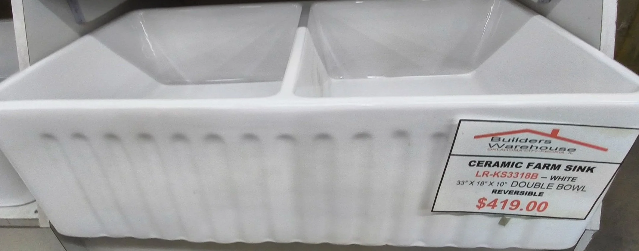 White Double Bowl LR-KS3318B Ceramic Farm Sink