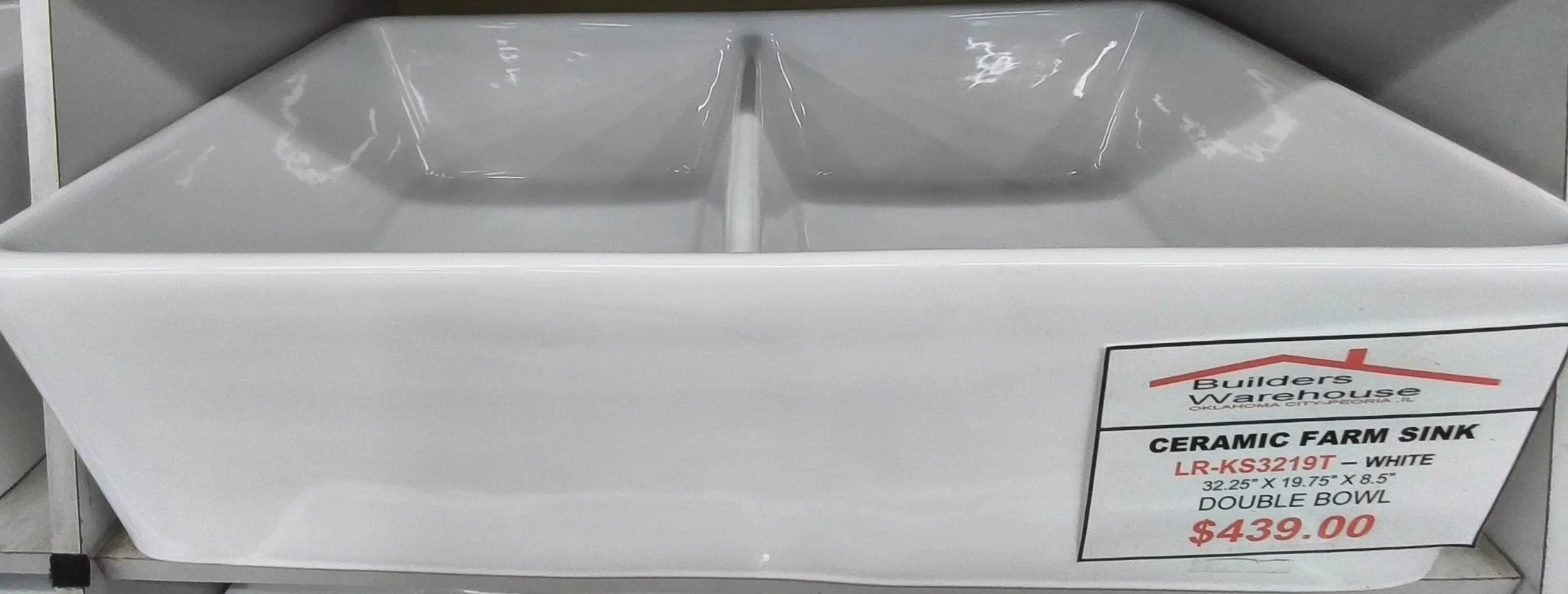 White Double Bowl LR-KS-3219T Ceramic Farm Sink