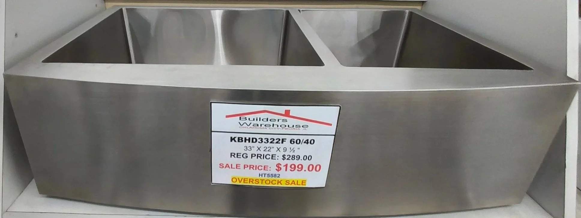 60/40 Stainless Steele Farm Sink KB-HD3322f