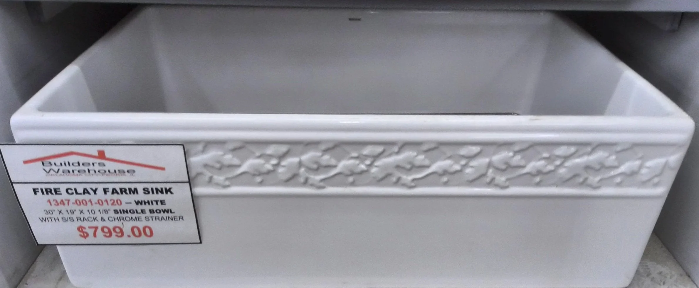 White Single Bowl Fire Clay Farm Sink 1347-001-0120