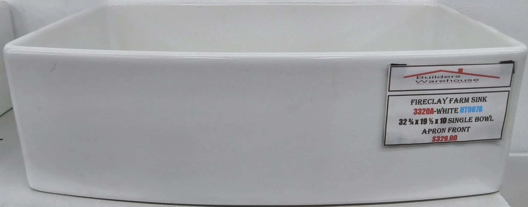 White Apron Front Single Bowl Fire Clay Farm Sink 