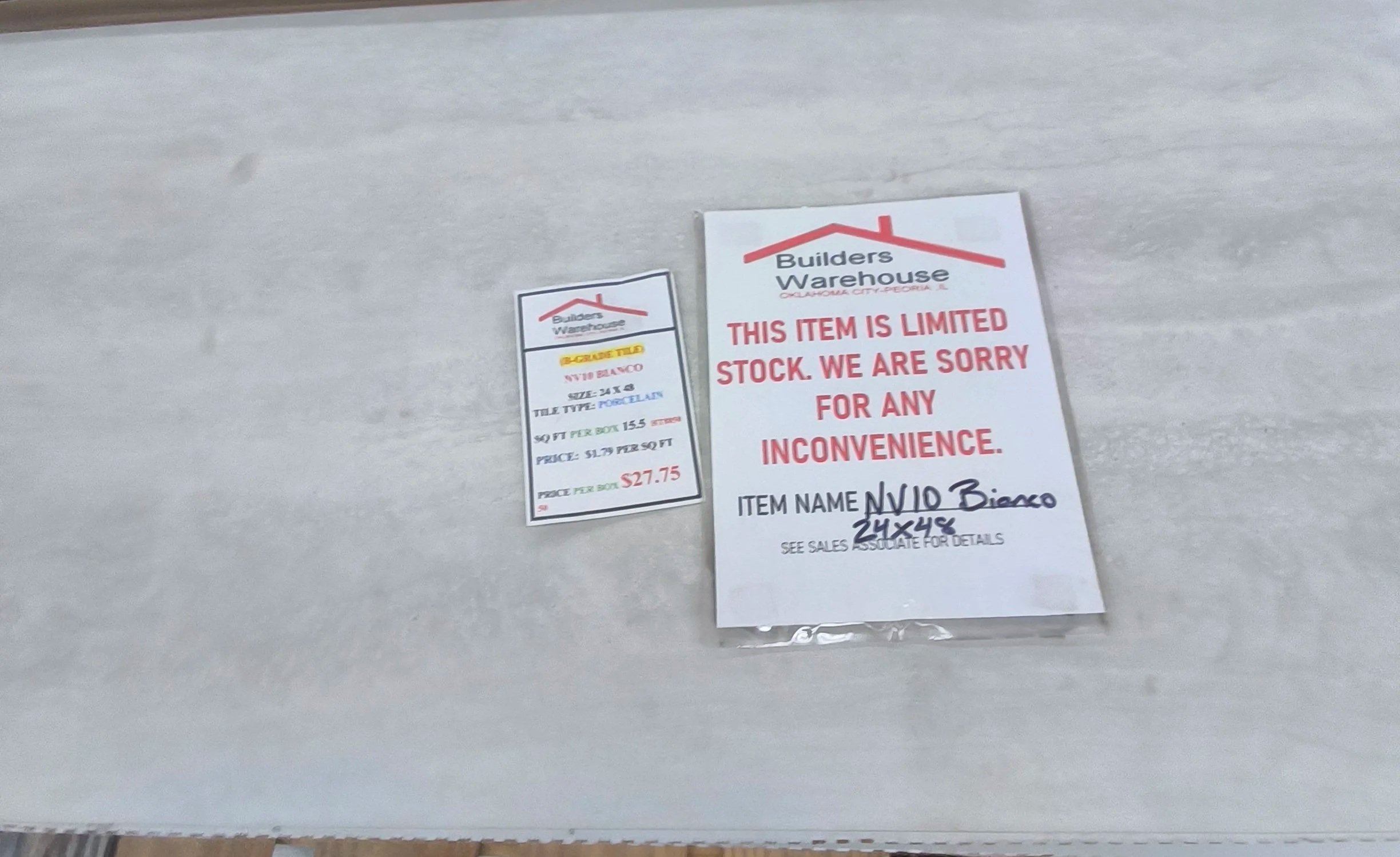 NV10 Bianco Grade-B Porcelain Flooring