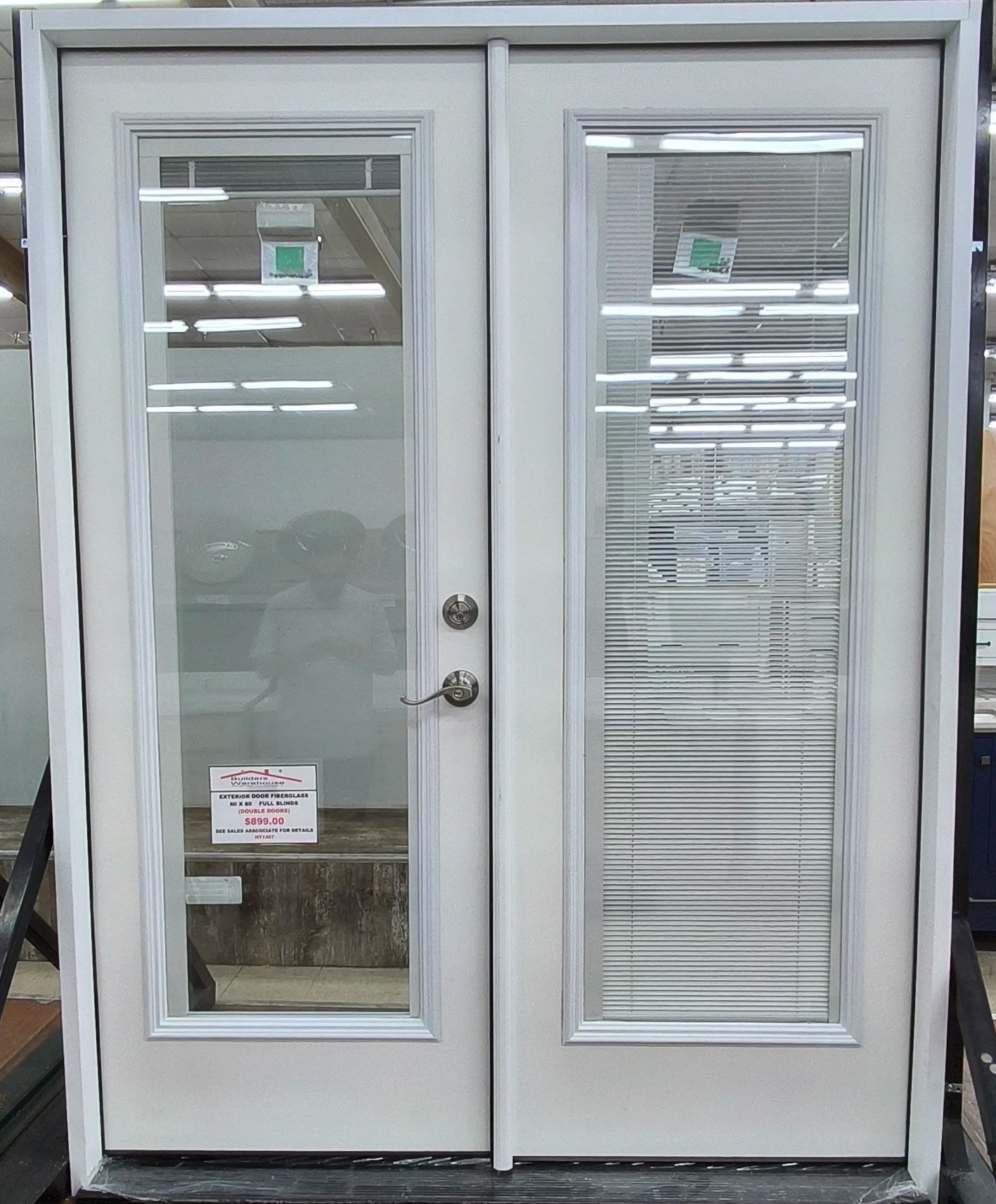 Full Blinds White Double-Door Exterior Door Fiberglass