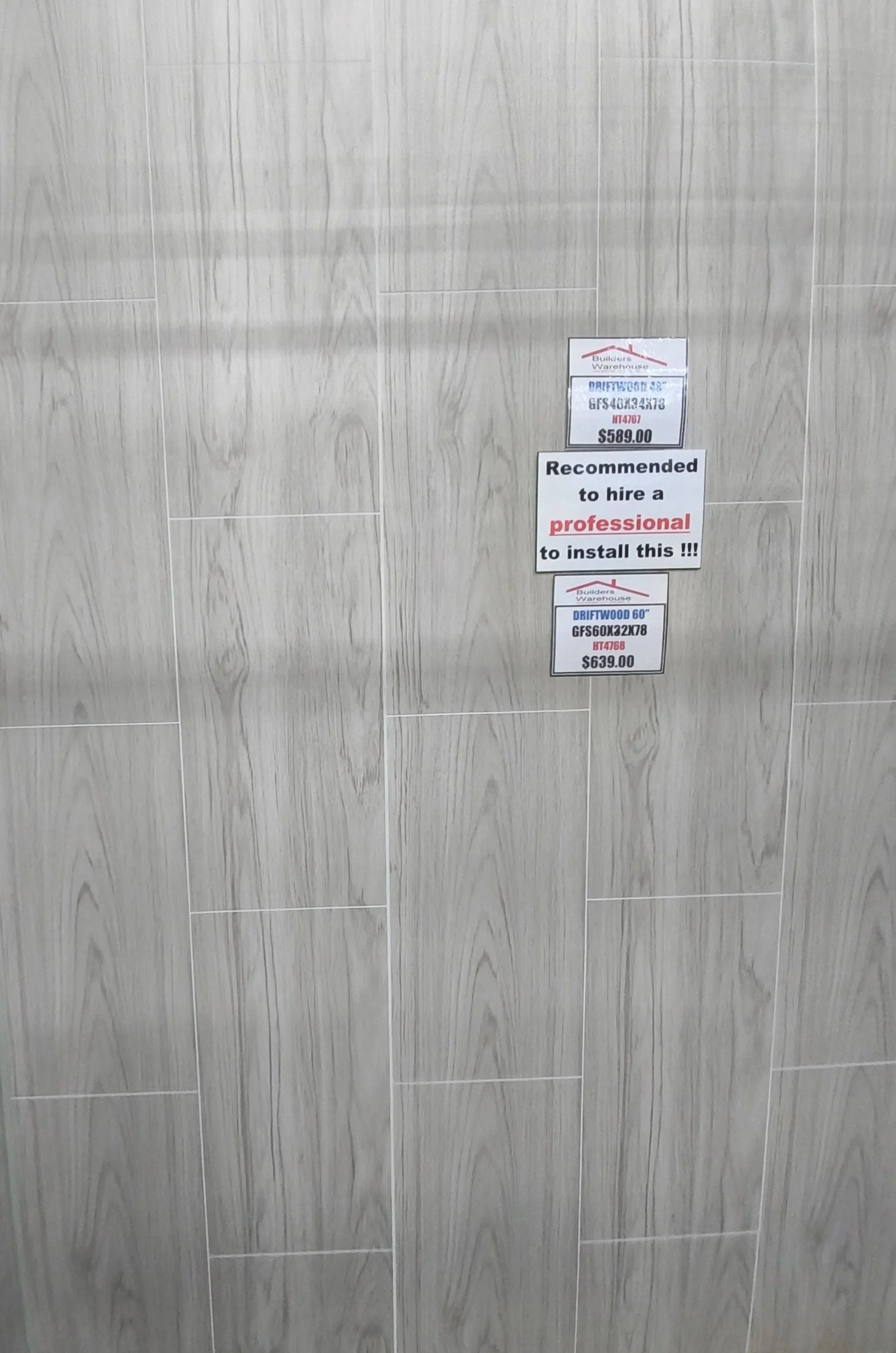 Driftwood 48” Acrylic Shower Wall