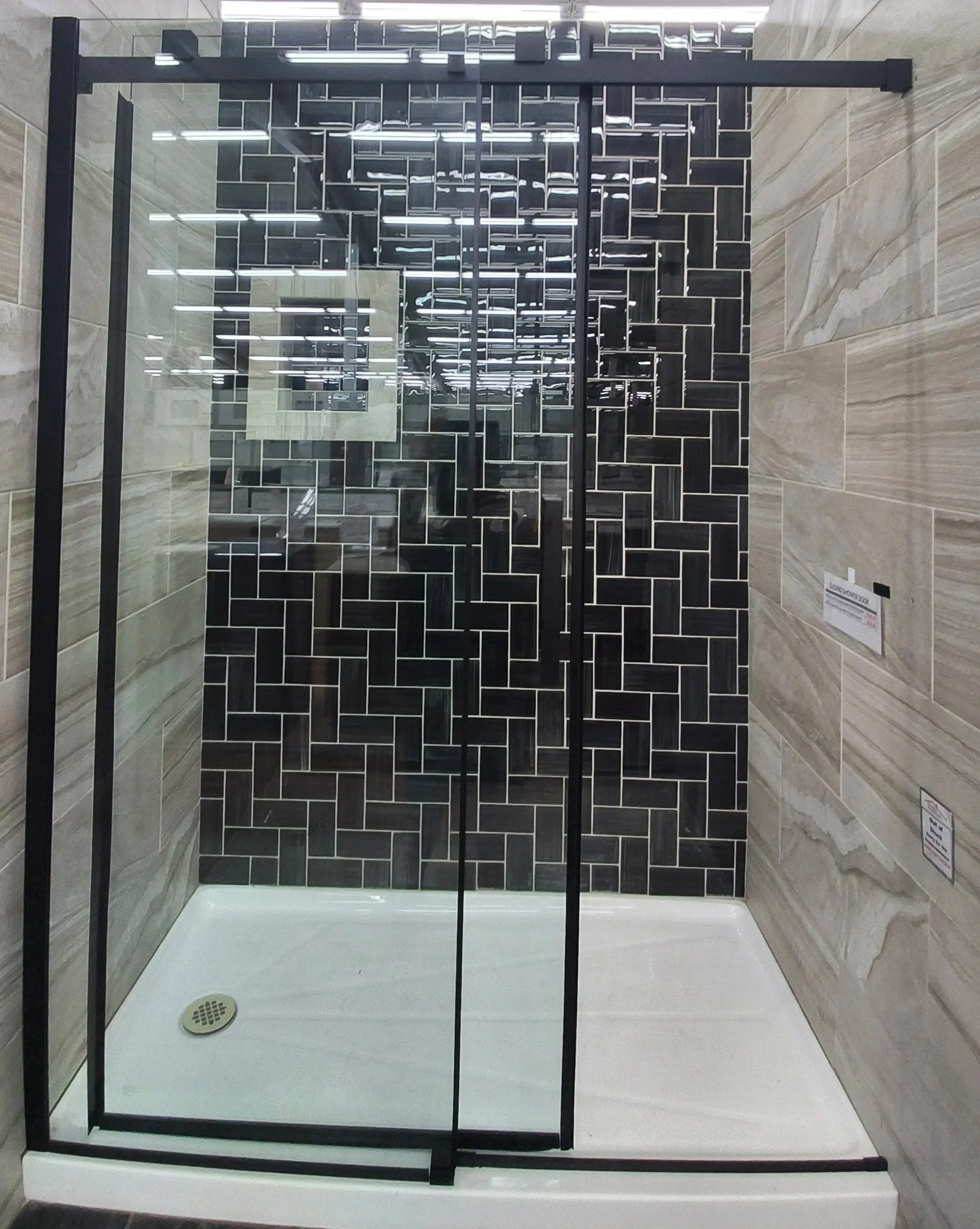 Artemi Matte Black Sliding Shower Door