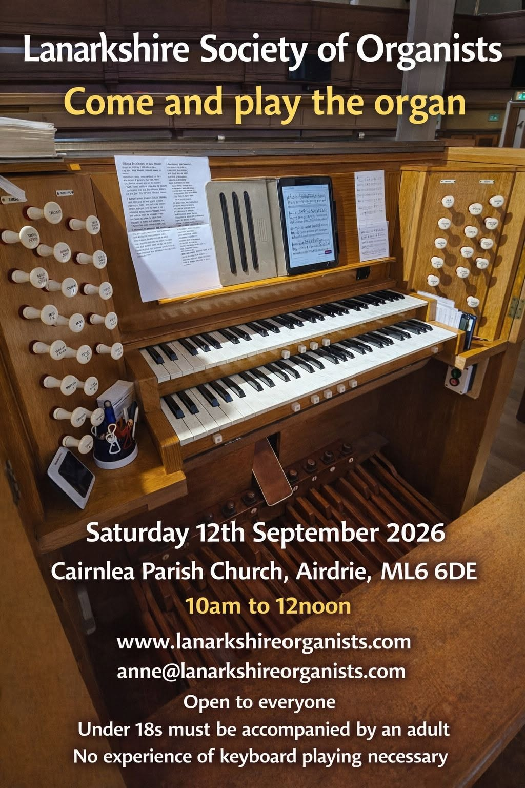 LSO Come &amp; Play the organ, Cairnlea Parish Church, Airdrie