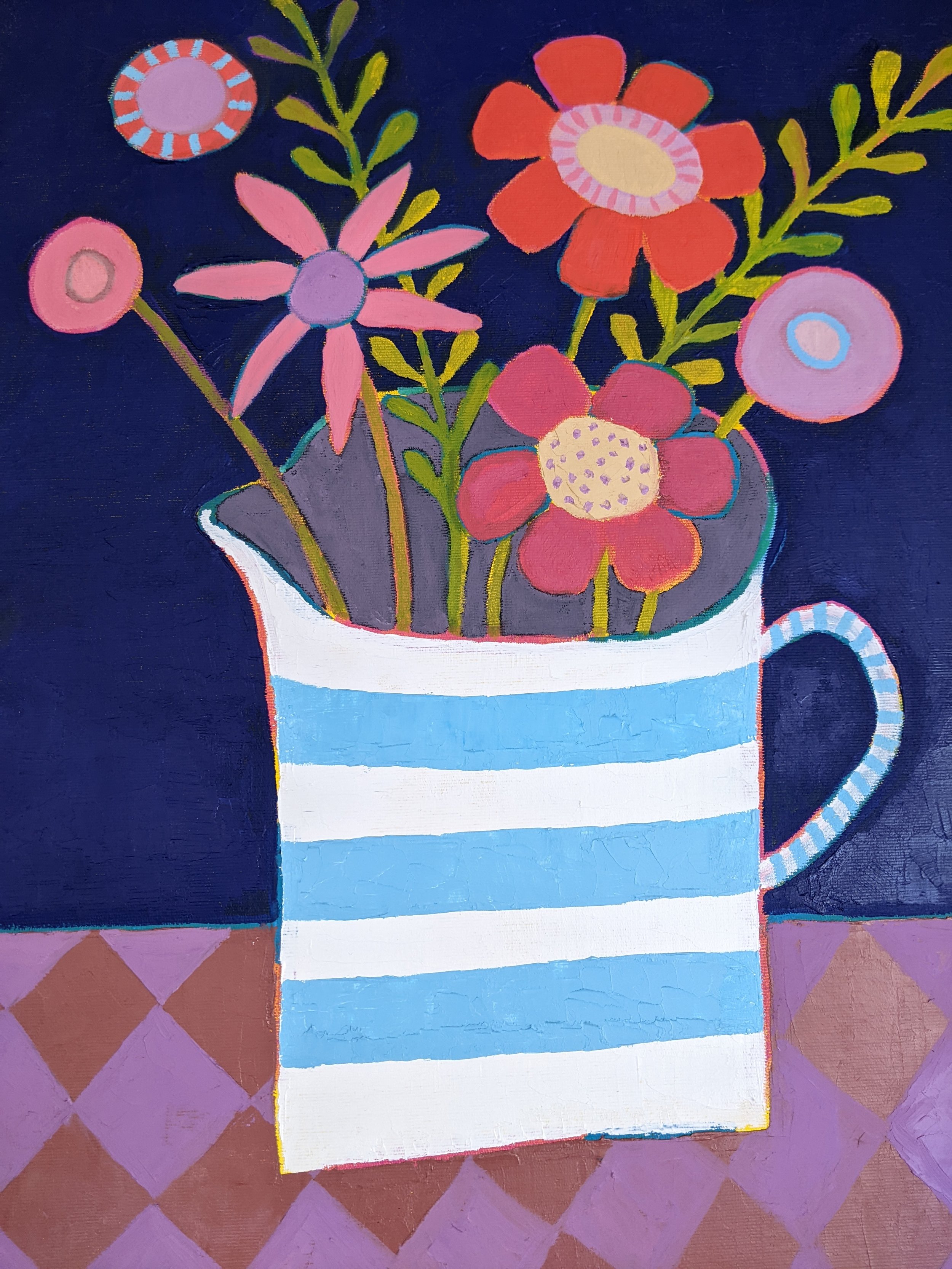 Stiped Jug and Flowers