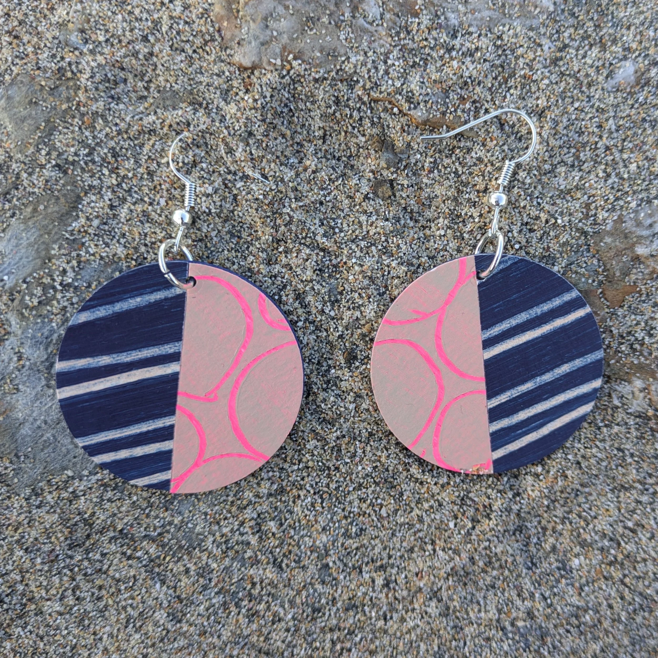 Hand Crafted Half and Half Disk Dangles