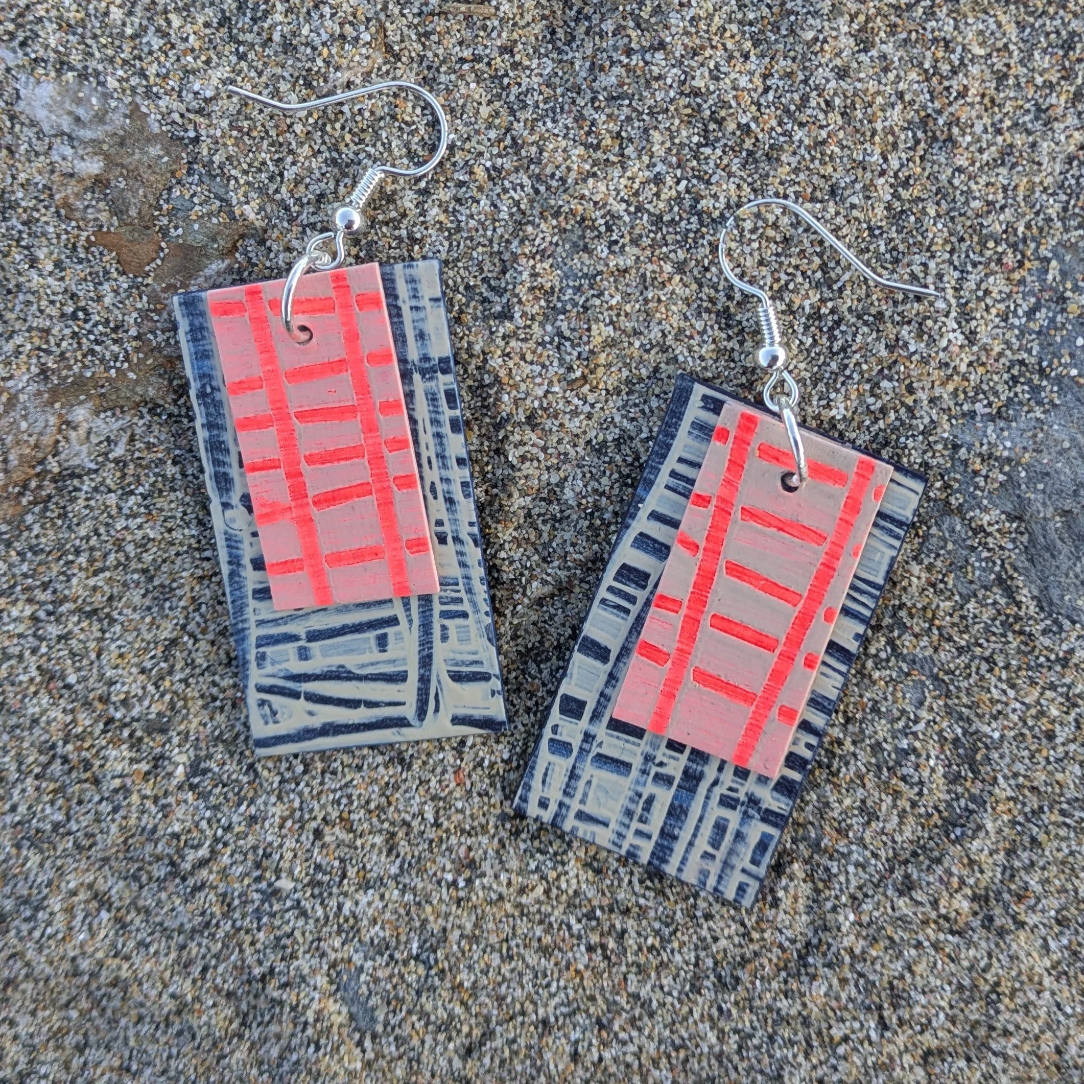 Hand Crafted Retangle Swing Dangle Earrings