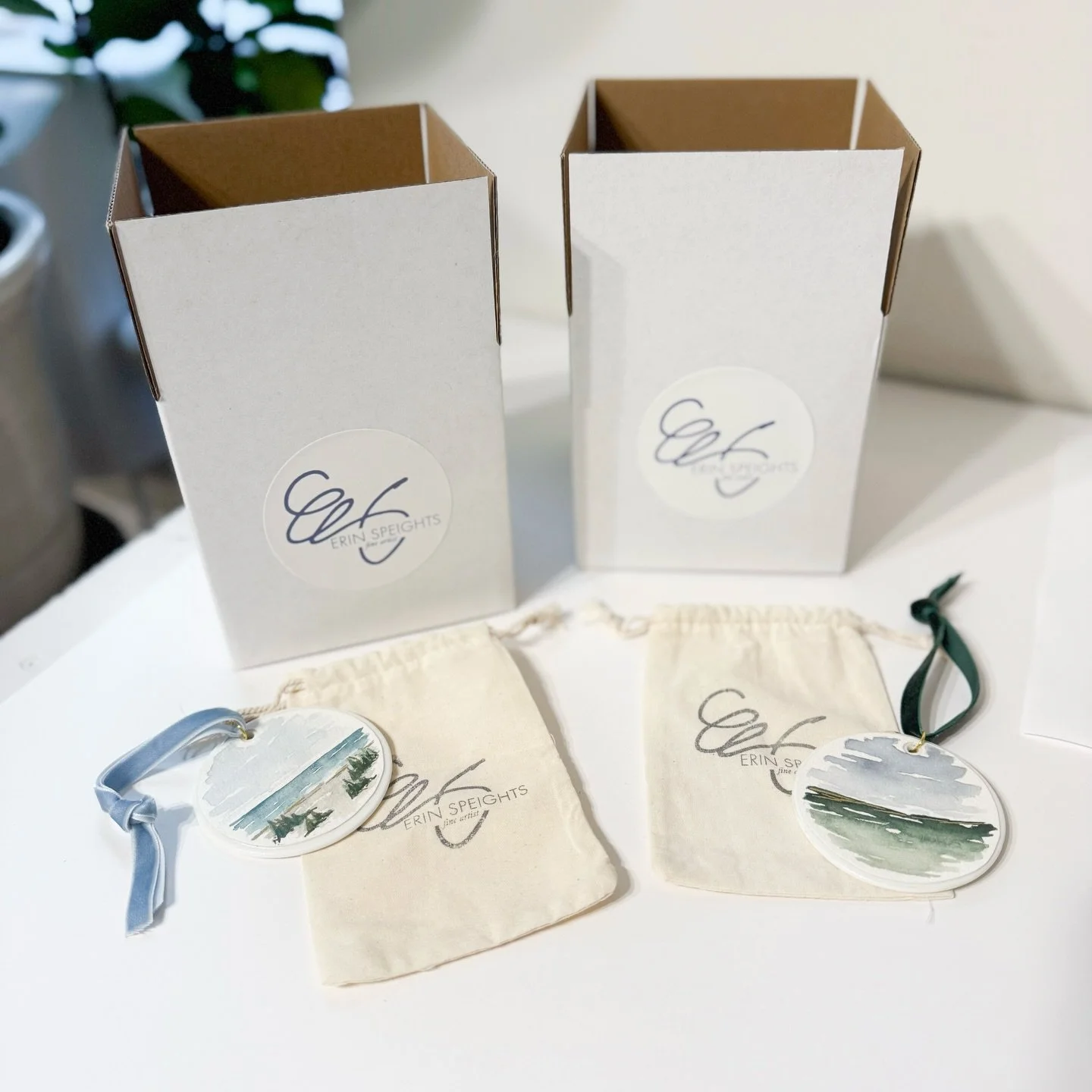 Happy Mail headed out the door! 🤍 #happyfriday 

Hope y&rsquo;all have a wonderful weekend! 

#handpaintedornaments #christmasgiftideas #originalhandpaintedornaments #treeart #treeartwork #landscapeornaments