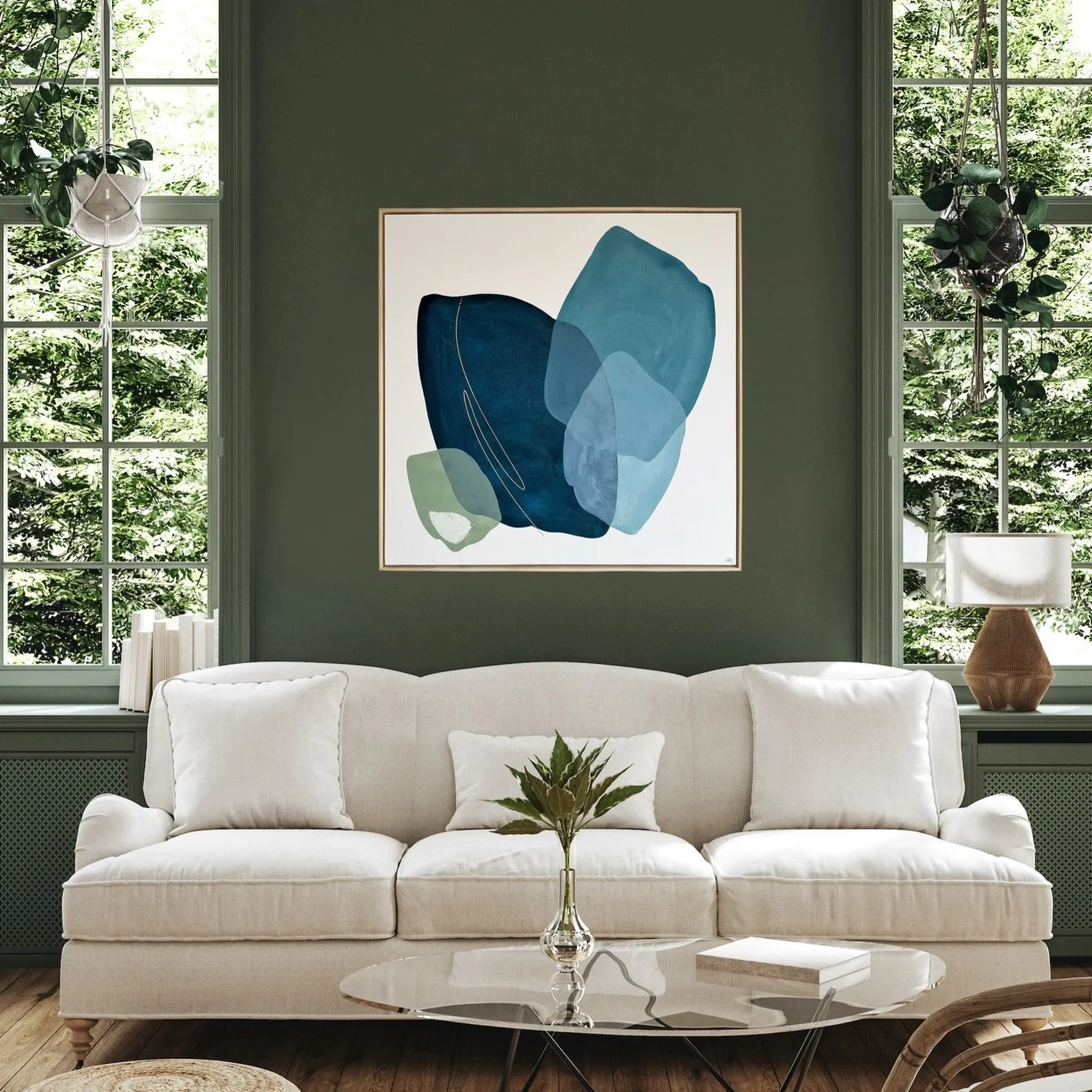 &ldquo;A Country Mile&rdquo; |36x36| perfect for any living room or dining room piece. In fact it&rsquo;s currently being displayed in my dining room as we speak. 😉 Watercolor paper on a cradled wood panel, handmade natural wood floater frame. Avail