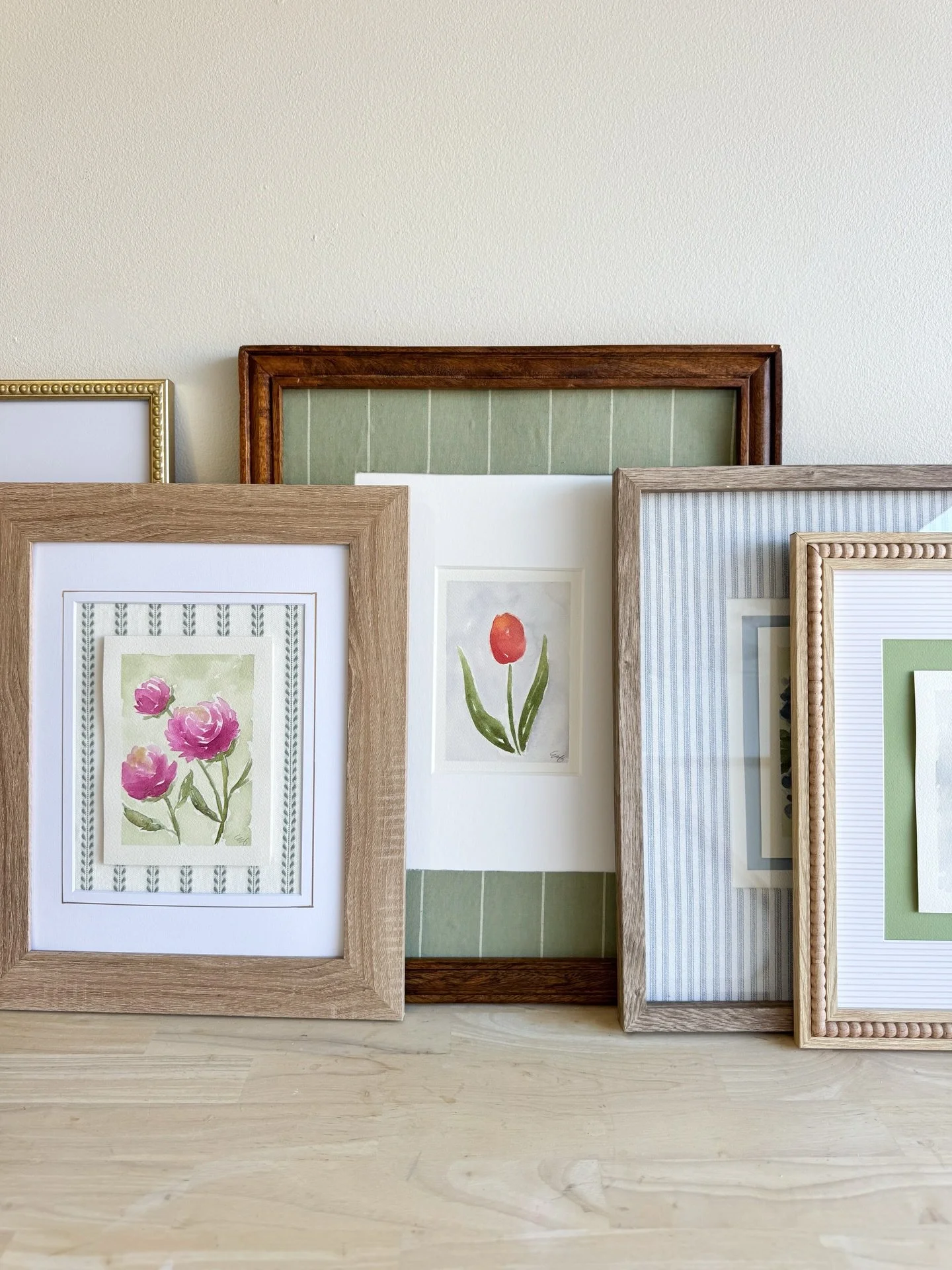 The Forever &amp; Always Collection now available on the website! 🌸

I loved every part of working on these pieces, beginning with the decision of which flowers to paint, creating the fabric-covered mats, to painting the backing accents. Each one co