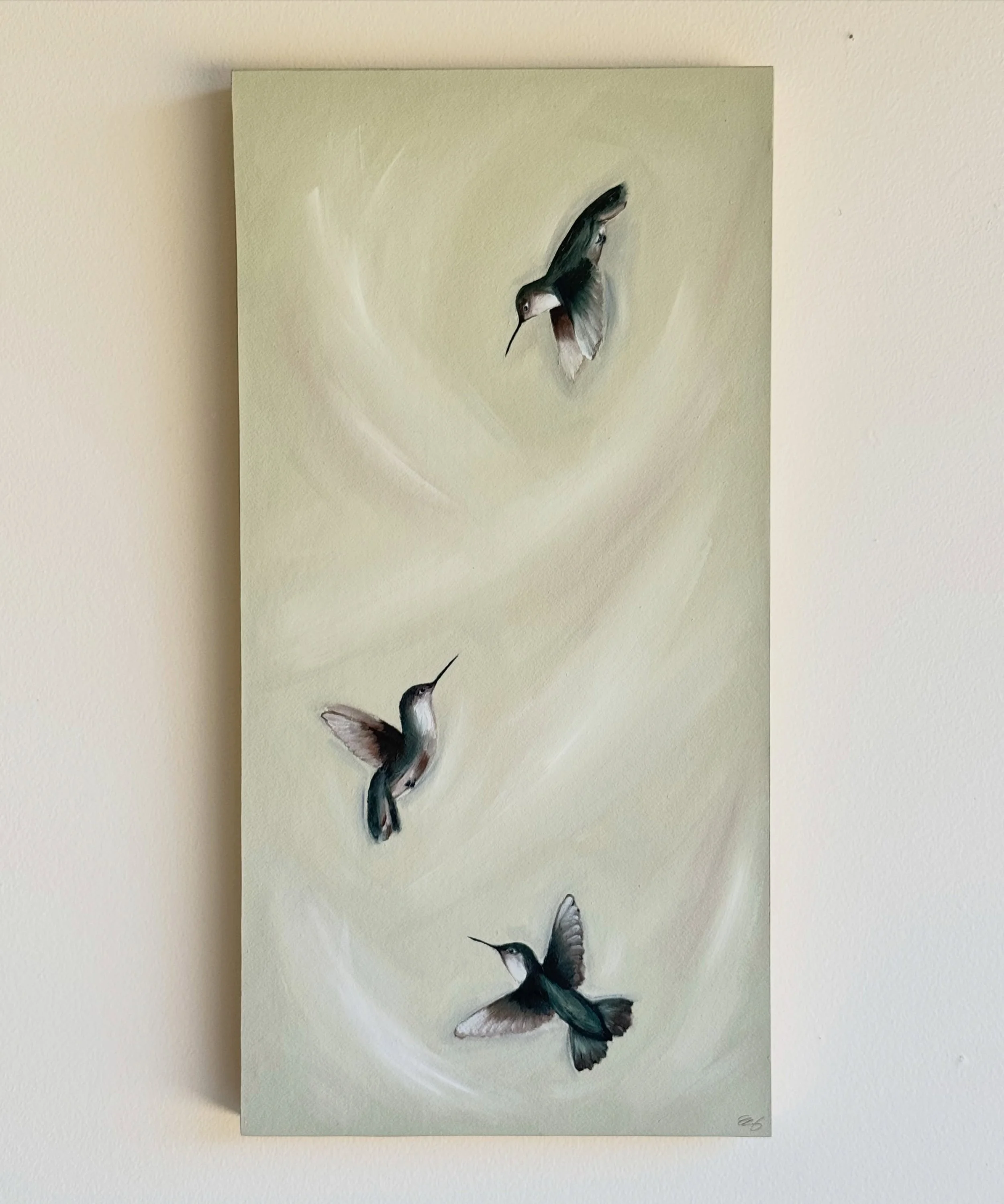 &ldquo;Golden Hour&rdquo; |12x24| from The In Flight Collection, a series inspired by one of my favorite birds.

A quiet study of movement, light, and the feeling of hope that hummingbirds seem to carry with them.

Original oil painting on paper, mou