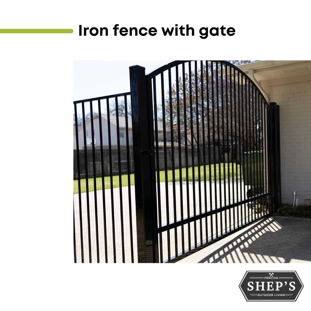 We recently intalled this iron gate &amp; it turned out beautifully!!

How can we help you make your outdoor home beautiful?

#arlingtontx #pantegotx #backyardoasis #fencerepair #fenceinstall #firefighterowned #quality #shepsfencing #cedarfence #perg