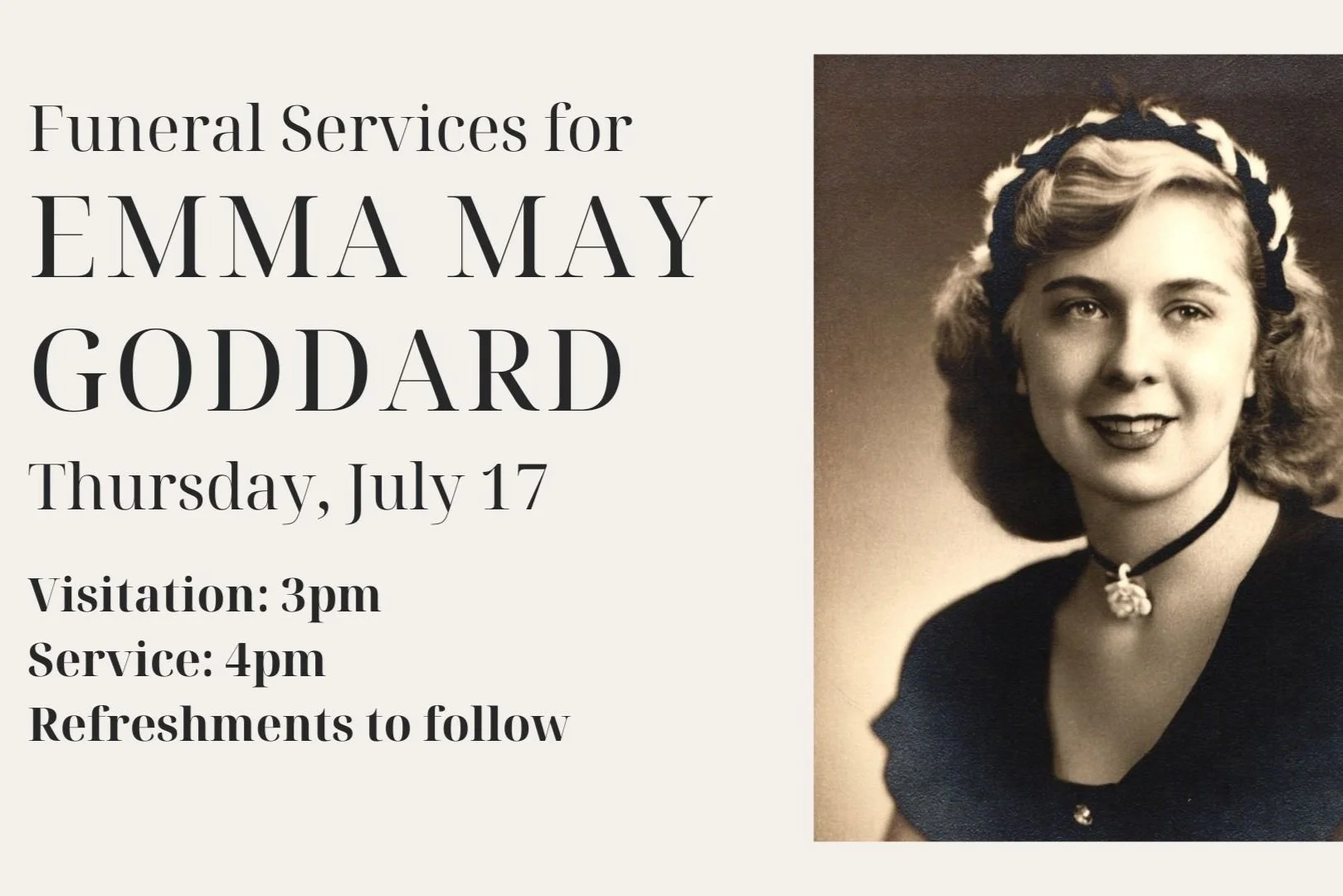 Service of Witness to the Resurrection for Emma May Goddard
