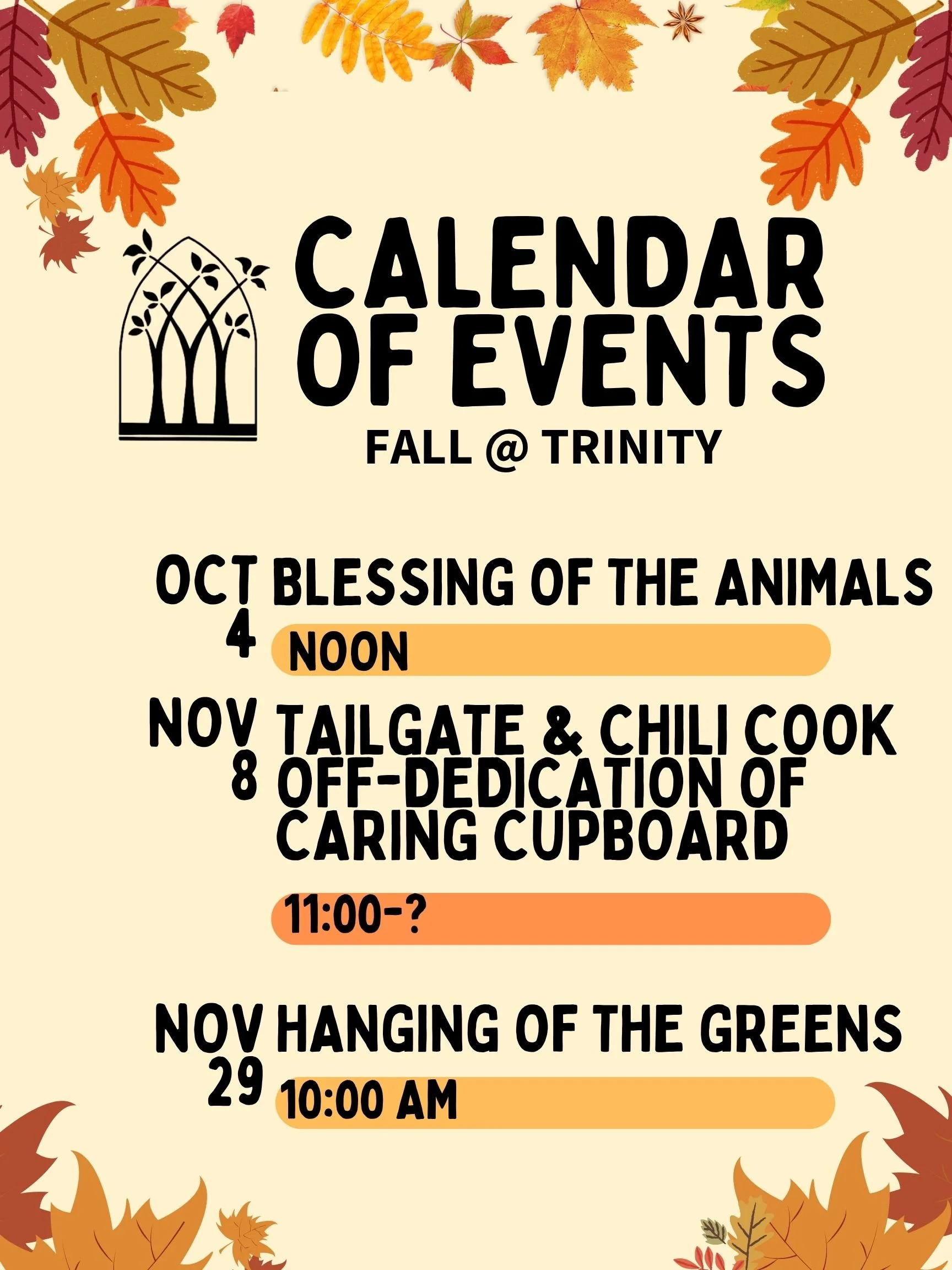Fall Events Calendar