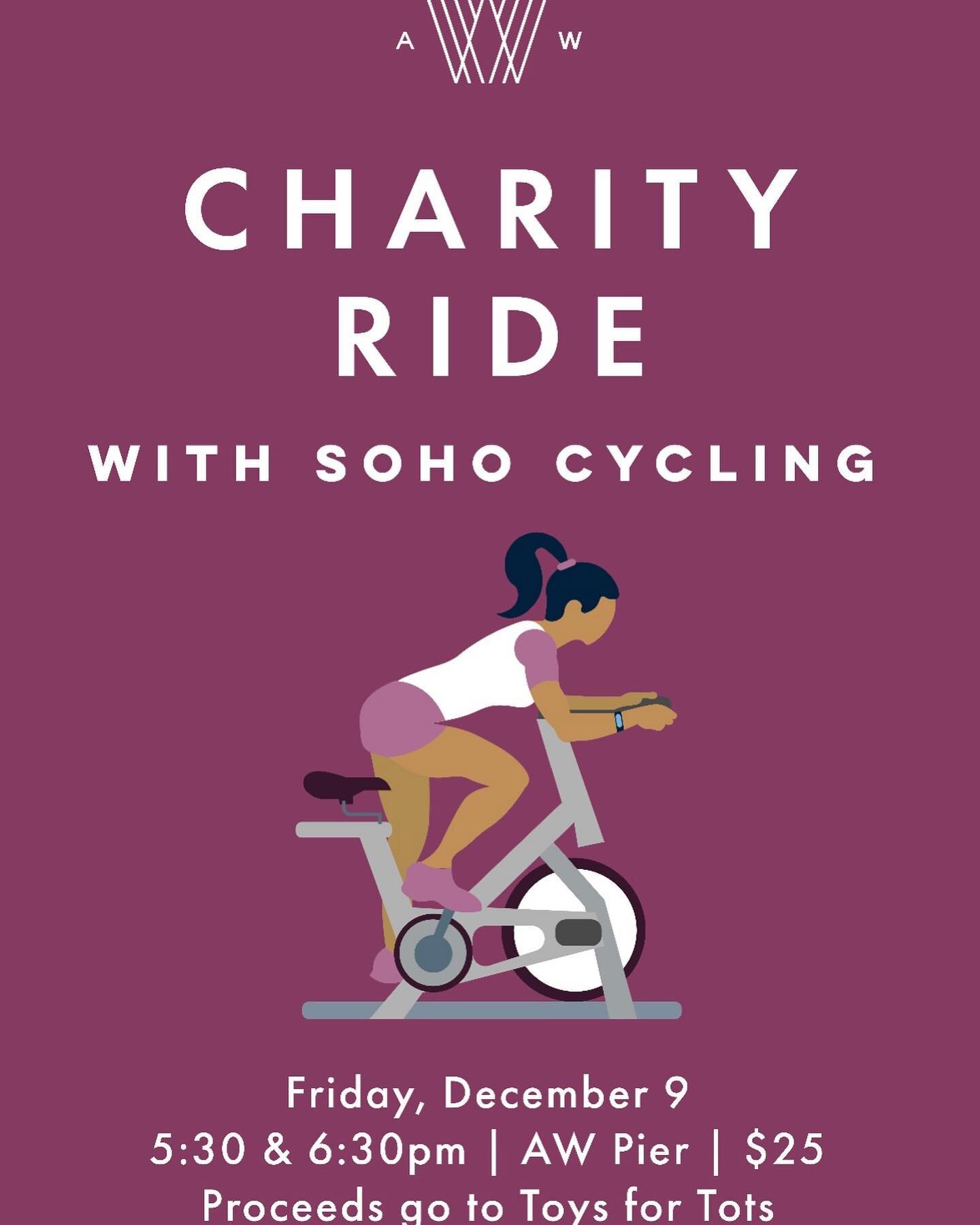 Join us on the pier for another special event. We&rsquo;ll be bringing in the holiday cheer @armatureworks_tampa with 2 rides benefiting @toysfortotsusa ! 
Charles 5:30 pm
Kristen 6:30 pm
$25 to ride and a portion of the proceeds will be donated to t