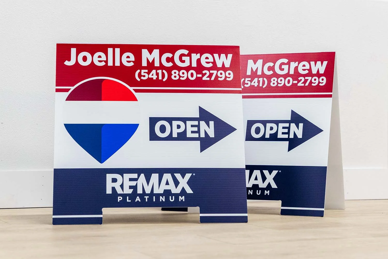 Custom Printed A-Frame Real Estate Open House Sign for Joelle Remax
