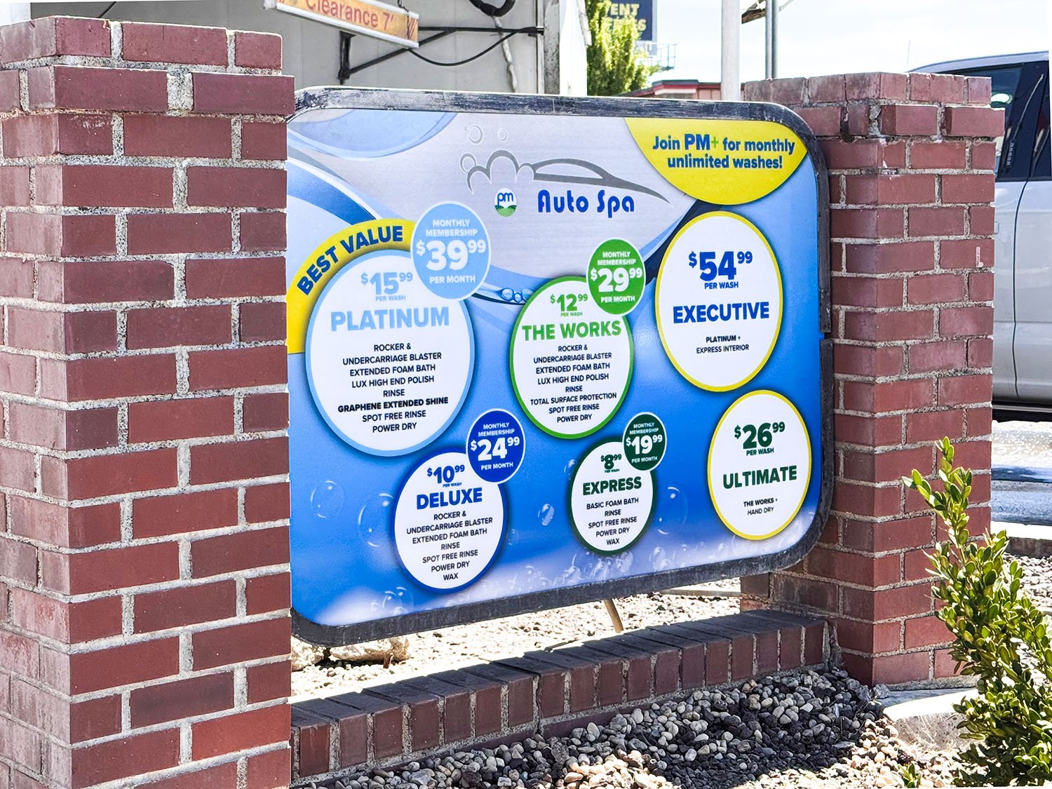 Backlit Auto Spa Menu Board