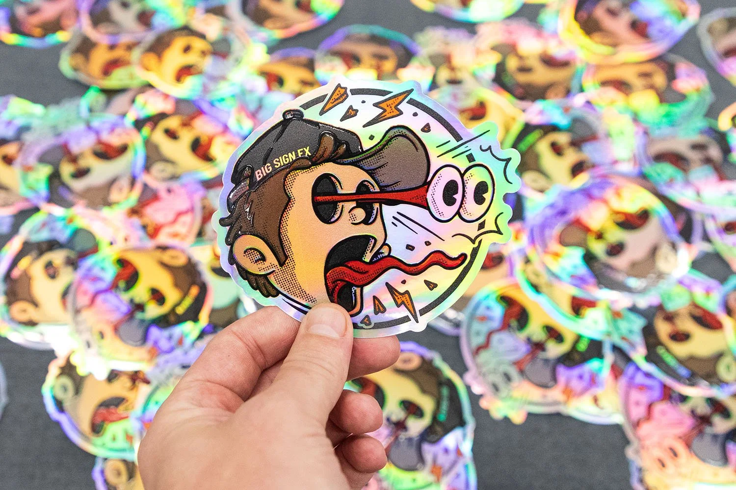Custom Embossed Stickers on Holographic Vinyl