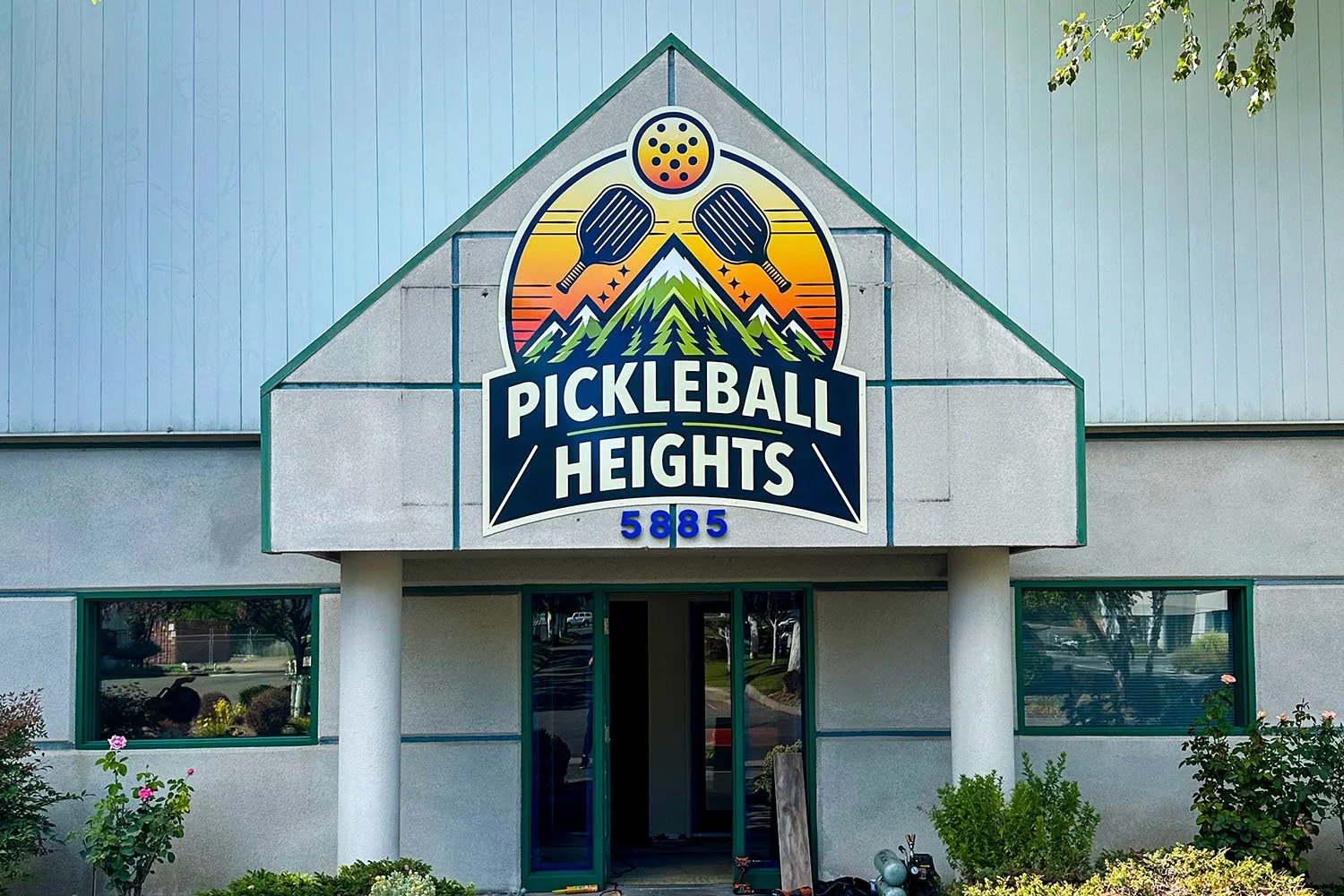 Pickleball Heights Router Cut Building Sign Example