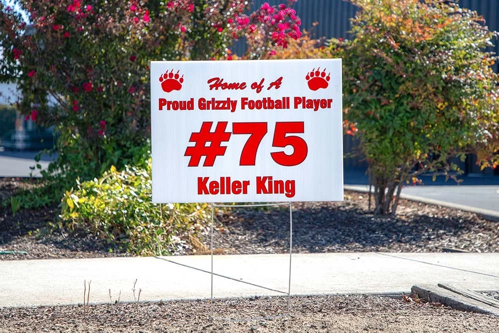Grizzly Football Player Athlete Yard Sign