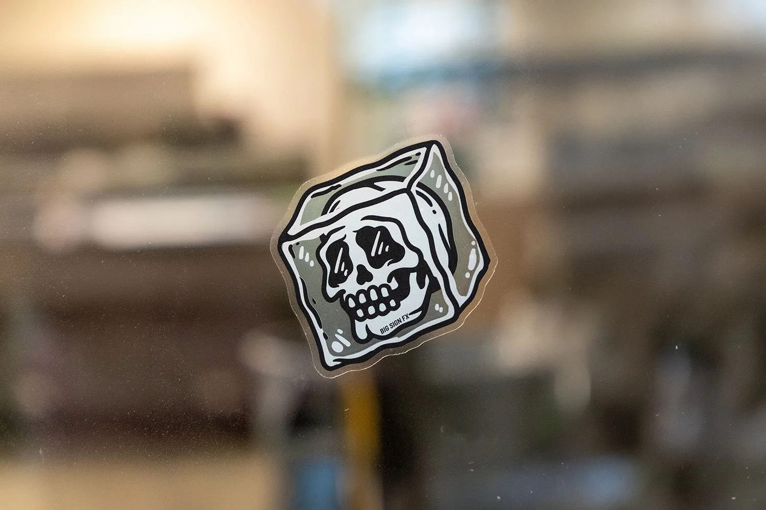 Skull Ice Cube Clear Sticker Example
