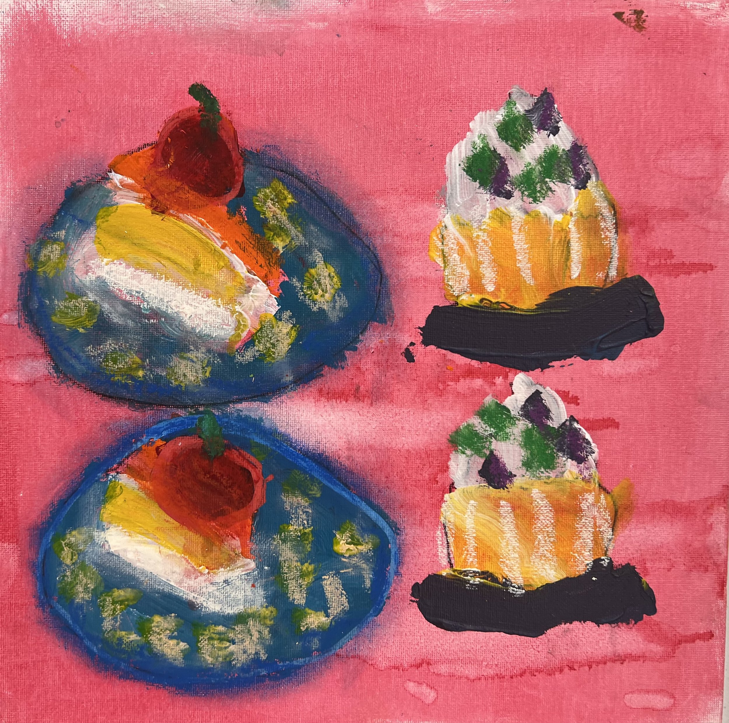Brooke Descharnais - Four Cakes_Inspired by Wayne Thiebaud.jpeg