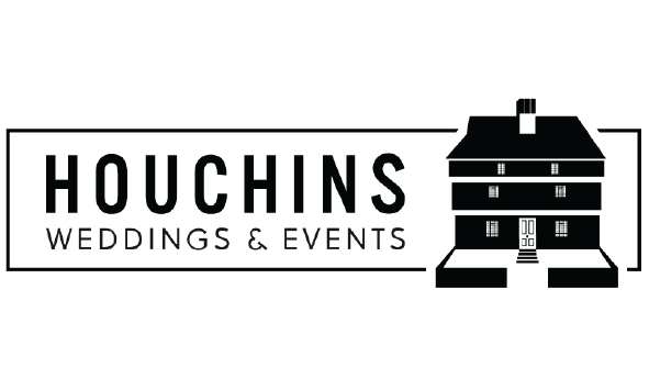Logo for Houchins Weddings & Events: black text with a house illustration.