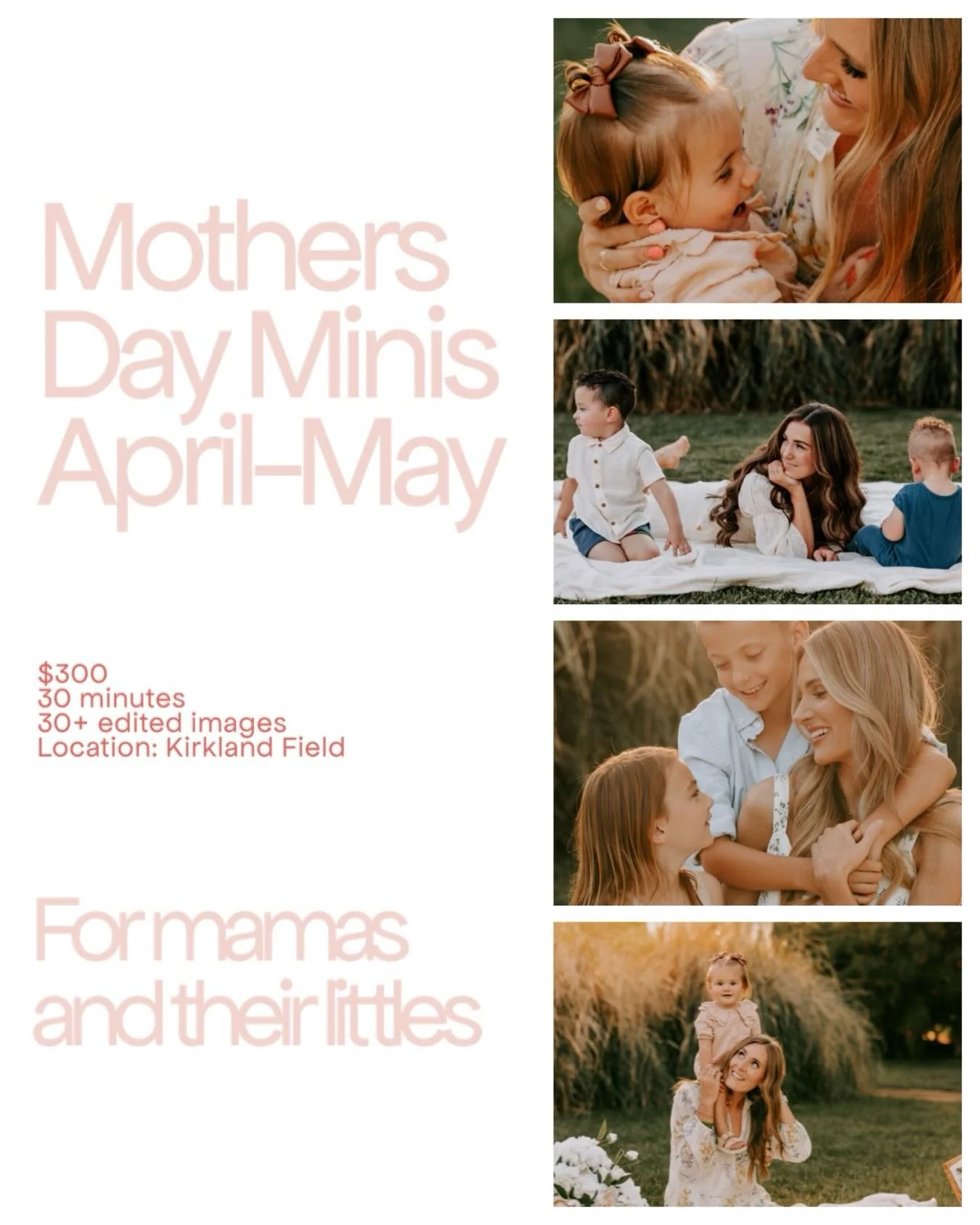 Mother&rsquo;s Day Minis are BACK!

Absolutely loved doing them last year so I&rsquo;m bringing it back this year! There won&rsquo;t be props or a theme this year because I want to be able to solely focus on the connection between the mamas and their
