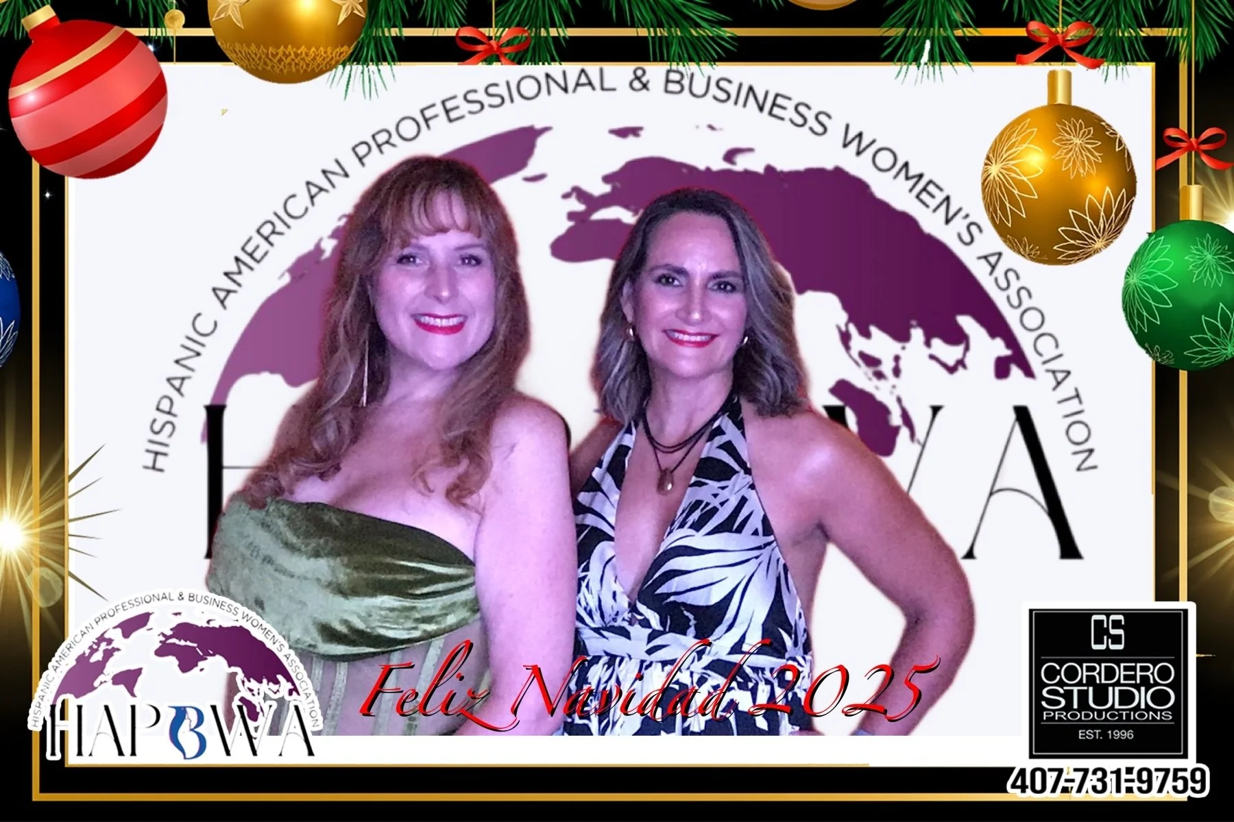 Liza Colón, gerente de la oficina de Altamonte, y Myrna Montañez, directora de operaciones, asistieron a la gala de aniversario, la celebración navideña y la ceremonia de entrega de premios, organizadas en conmemoración del 28.º aniversario de la HAPBWA (diciembre de 2025).