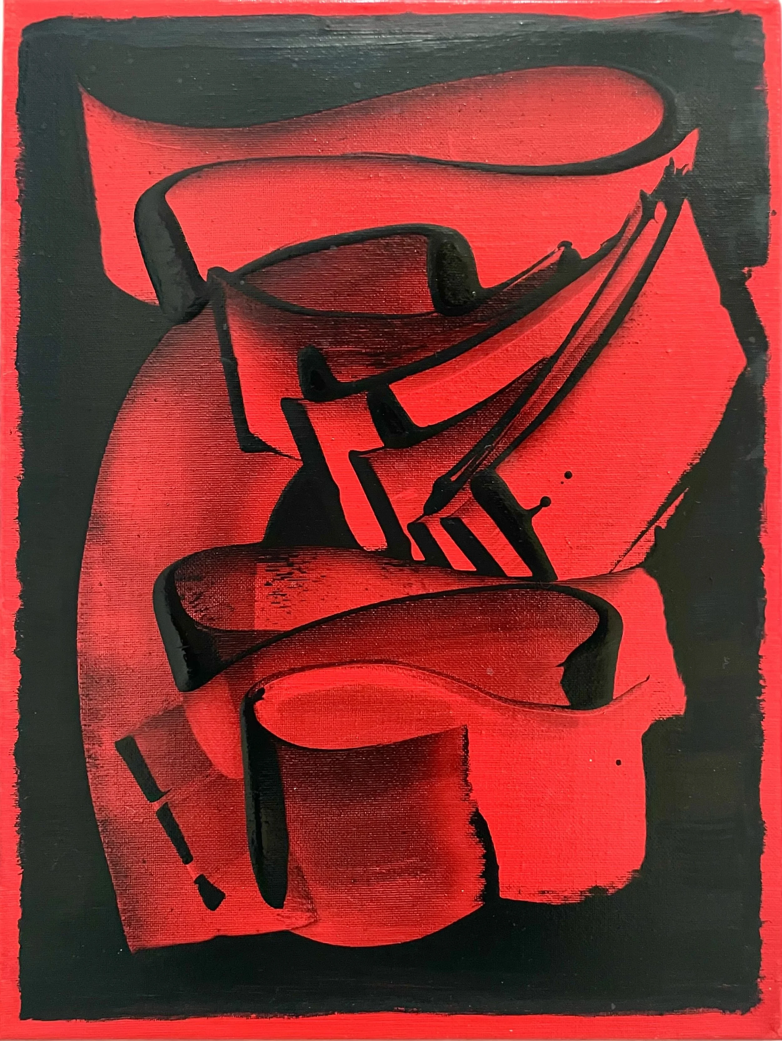 Black and Red Kilowatt, acrylic on canvas, 16 x 24 in.
