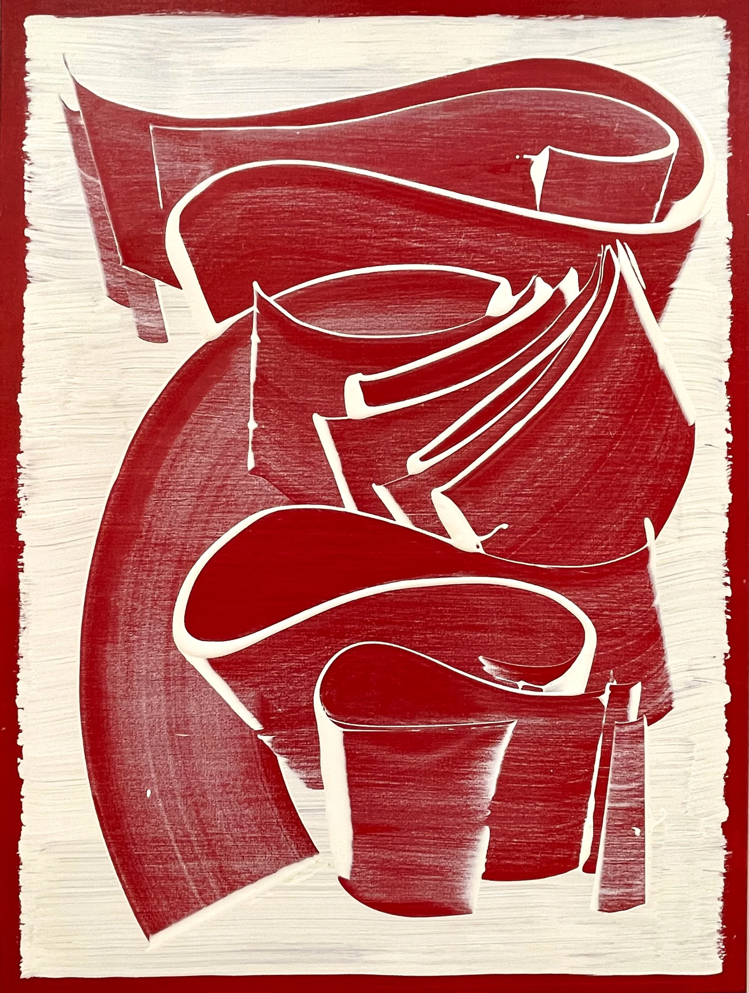 Red Kilowatt, acrylic on canvas, 36 x 48 in.