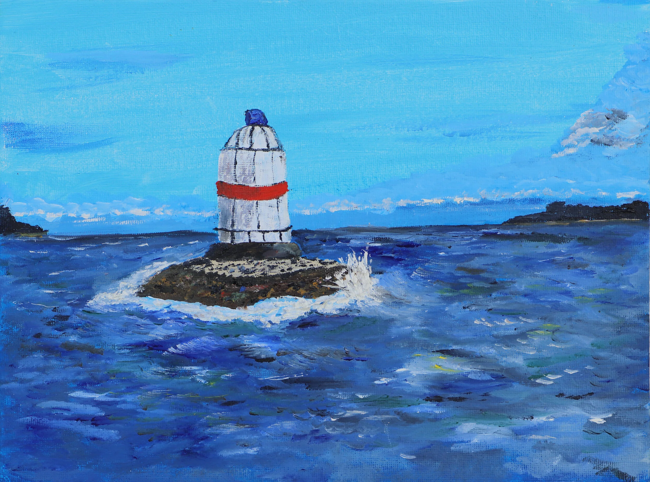 Maine Lighthouse 12 x 10 oil on panel $120