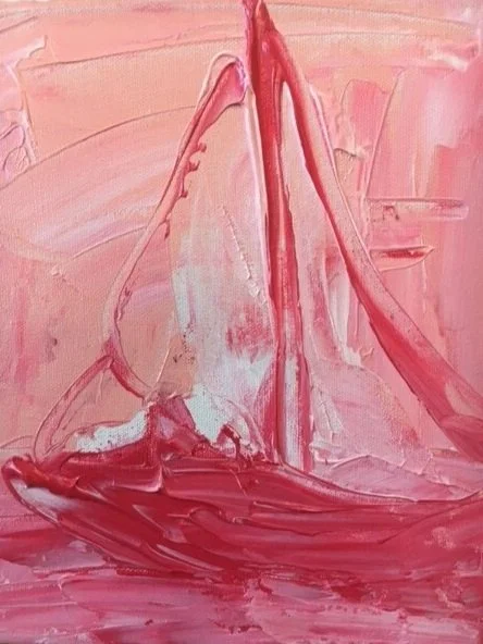 Valentine's Day Sailboat 10x12 acrylic $250 SOLD