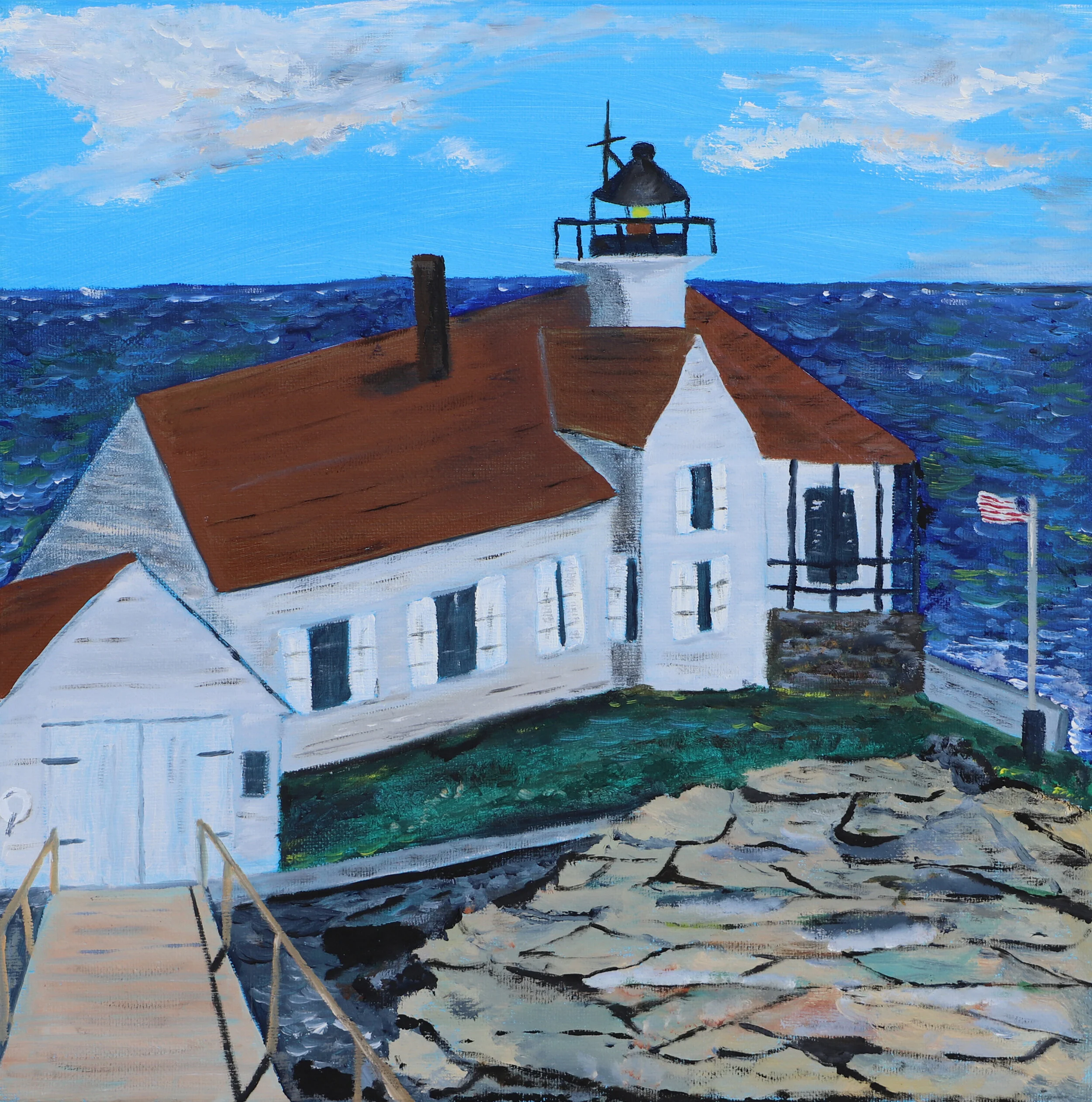 Cuckholds Lighthouse 12 x 12 oil on canvas $200