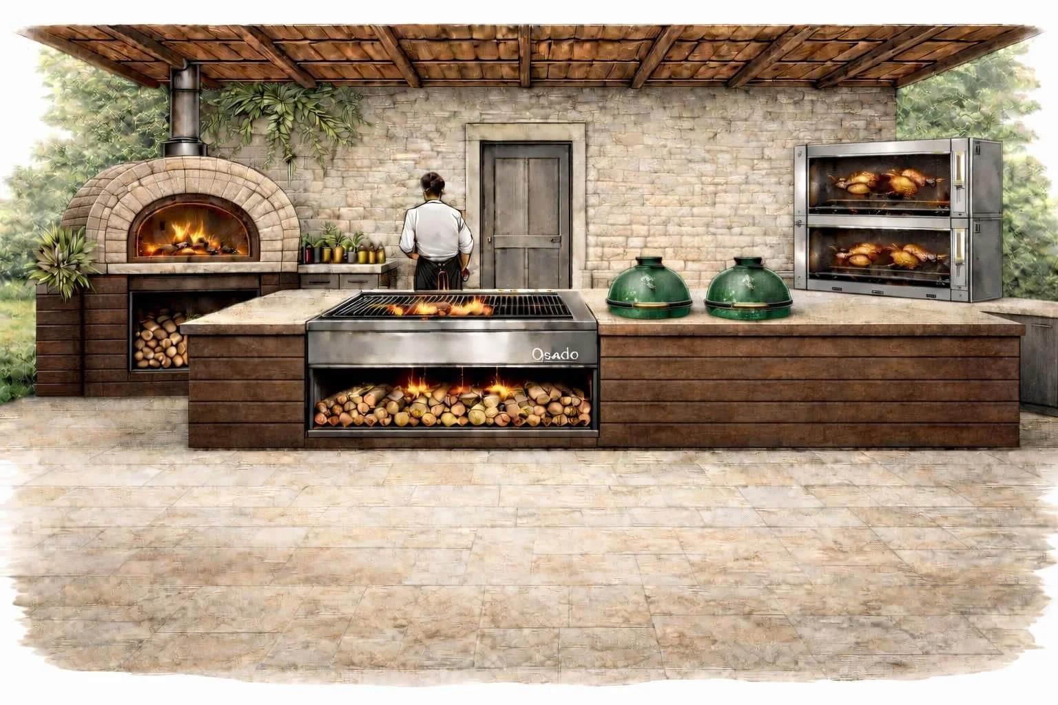 The Barn at Botley Hill and Jimmy Garcia Catering Fire Kitchen Artists Impression