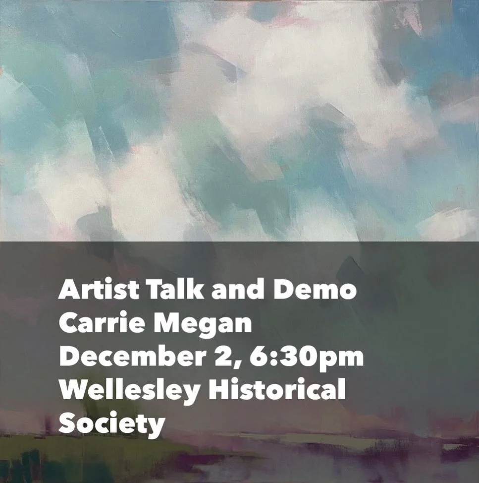 Join us for an Artist Talk with Wellesley artist Carrie Megan.

Carrie is an abstract landscape artist and will offer a demonstration of the preliminary stages involved in creating a cloudscape in oils.

Event is free but please sign up to reserve yo