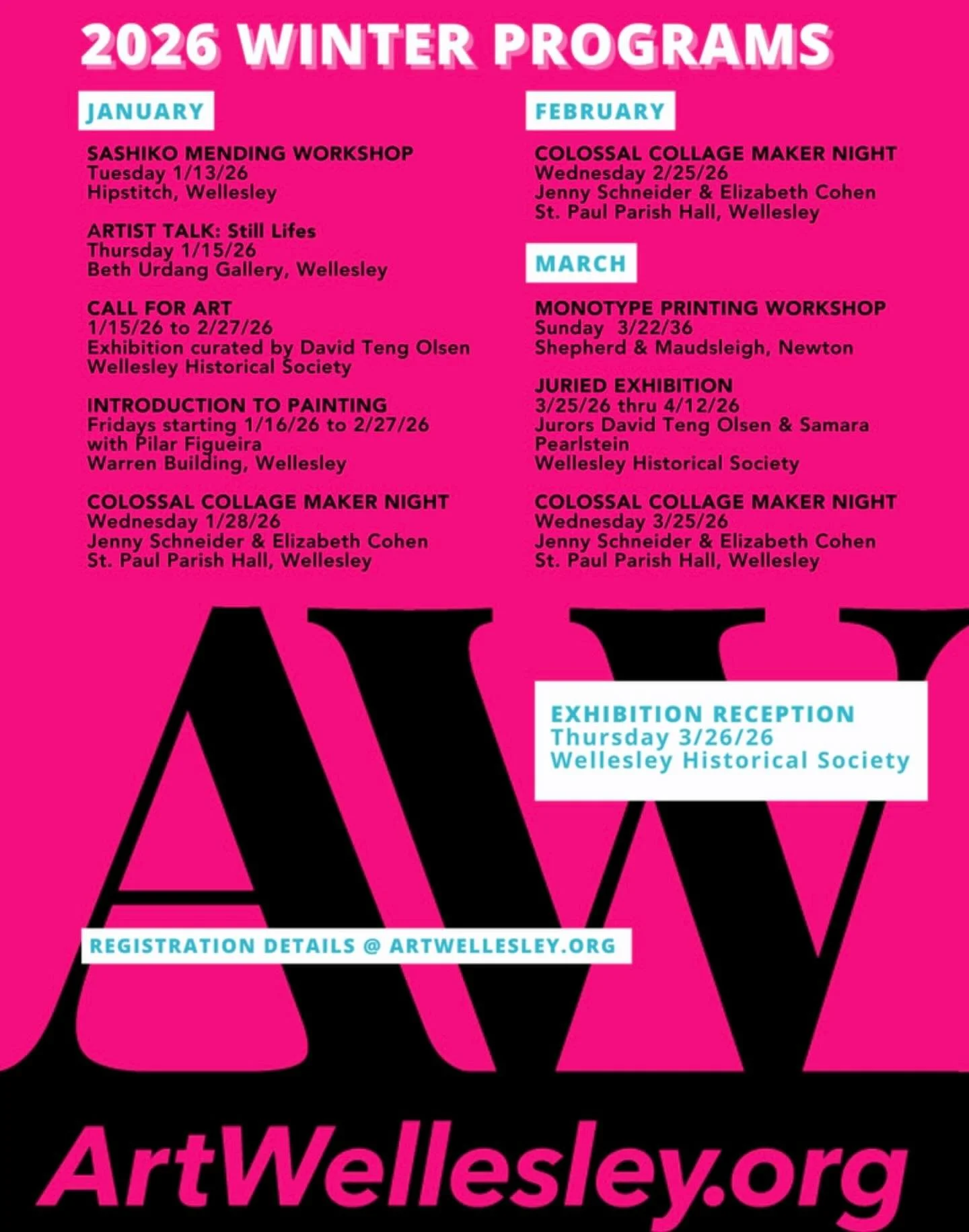 Winter Program is live. 
Register now: www.artwellesley.org