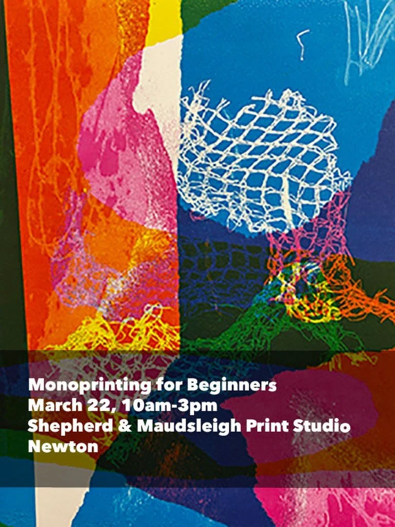 Join us for another fabulous workshop at Shepherd and Maudsleig Print Shop in Newton @shepherdmaudsleighstudio 

Learn how to make Monoprints with Megan Cascella as your expert guide @mcasart_ 

Please sign up on our website as class size is very lim