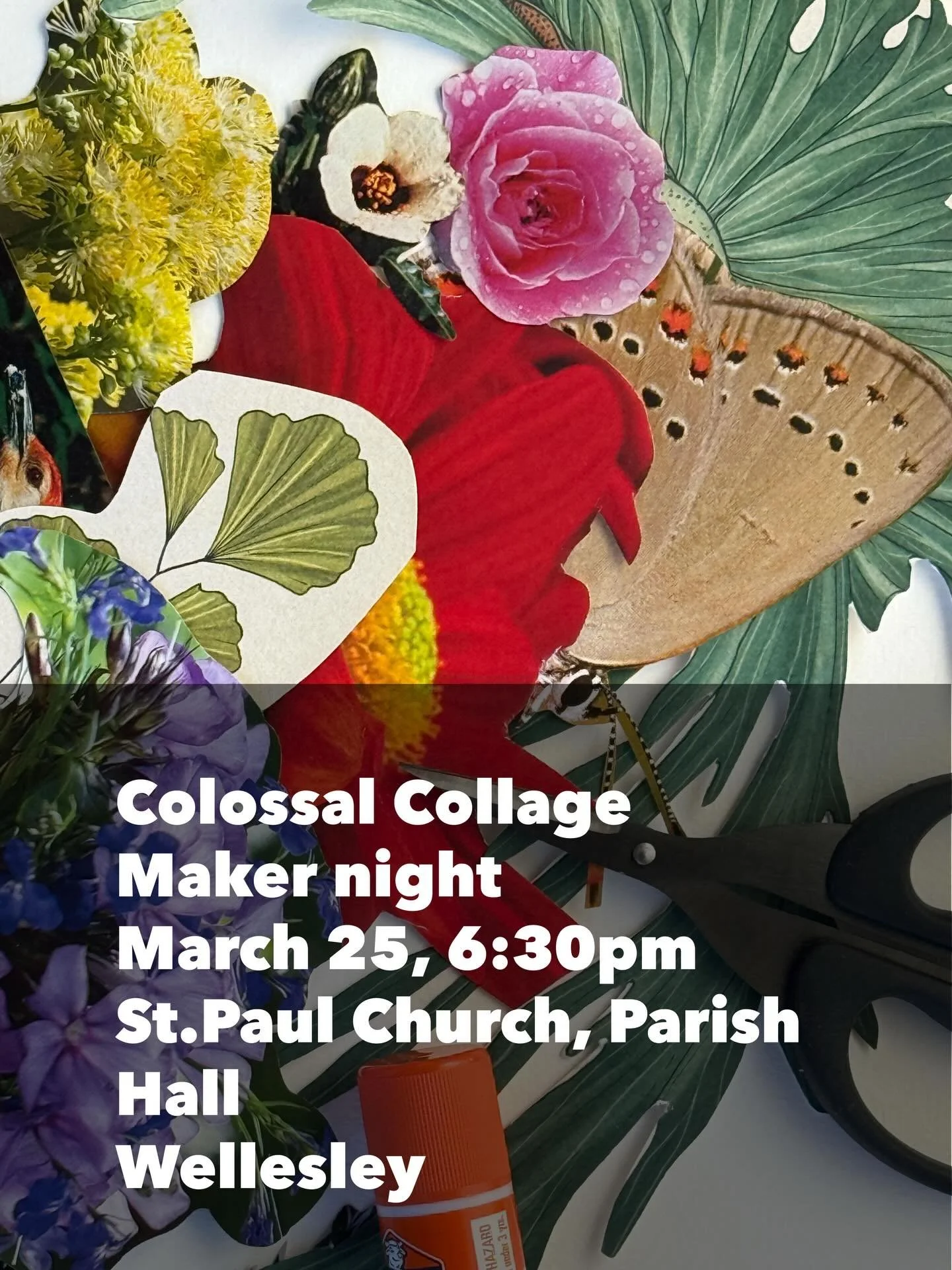 There&rsquo;s a lot of art happening this week in Wellesley. If you want to get creative,  join us this Wednesday for our colossal collage maker night. Slide left to see photos from the February event. 
The event is free but sign up is required. Plea