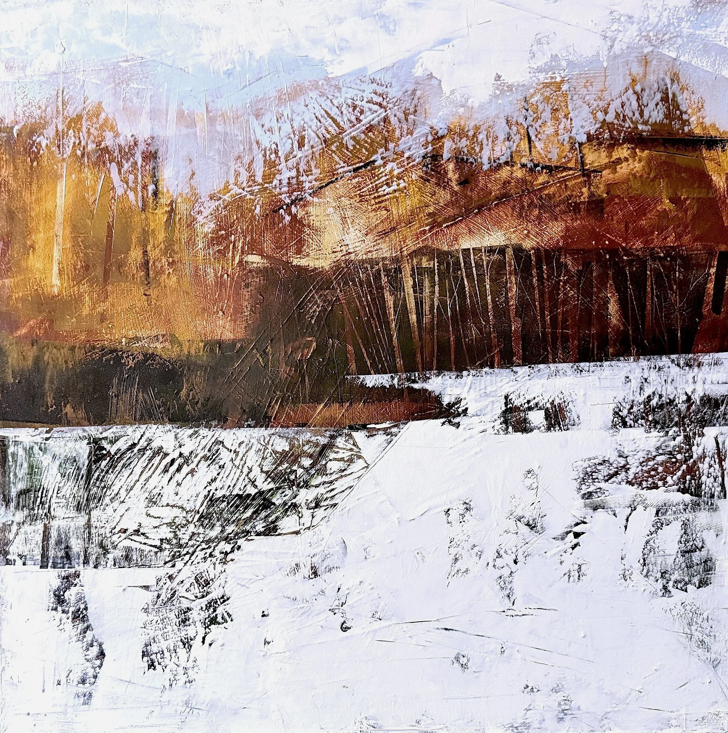 THRESHOLD OF WINTER - oil and cold wax -24x24"