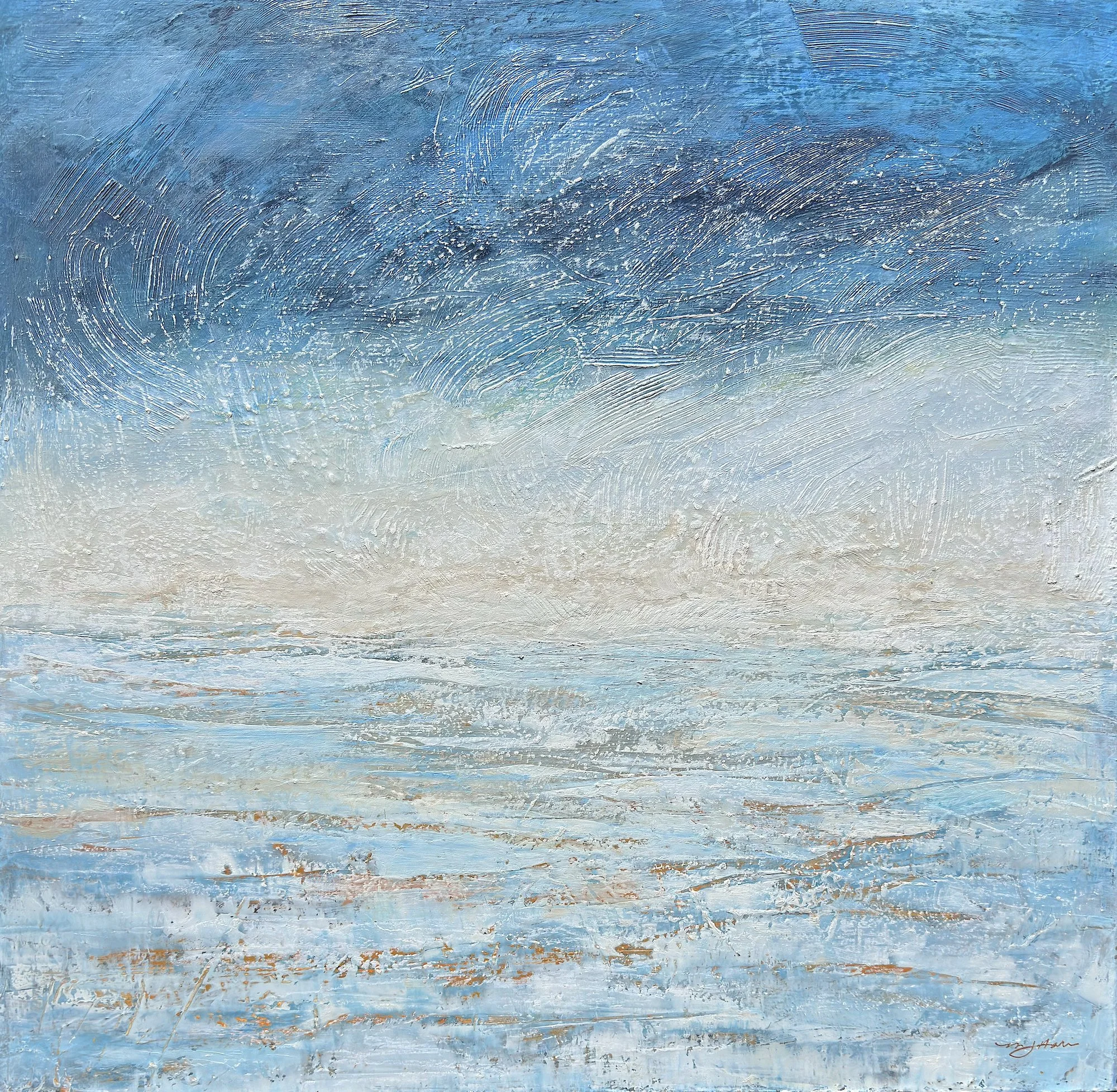 ON THE BEACH - 36W x 36H x 1.5D" Acrylic on gallery wrapped canvas