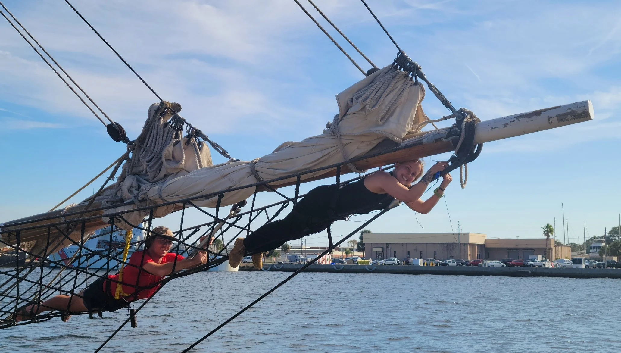 Jordan and Ashley securing the headrig