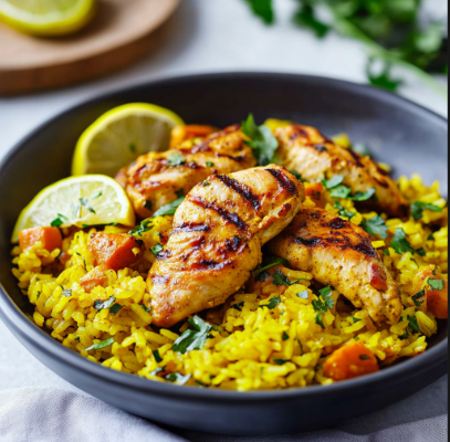 Coconut Turmeric Rice &amp; Chicken
