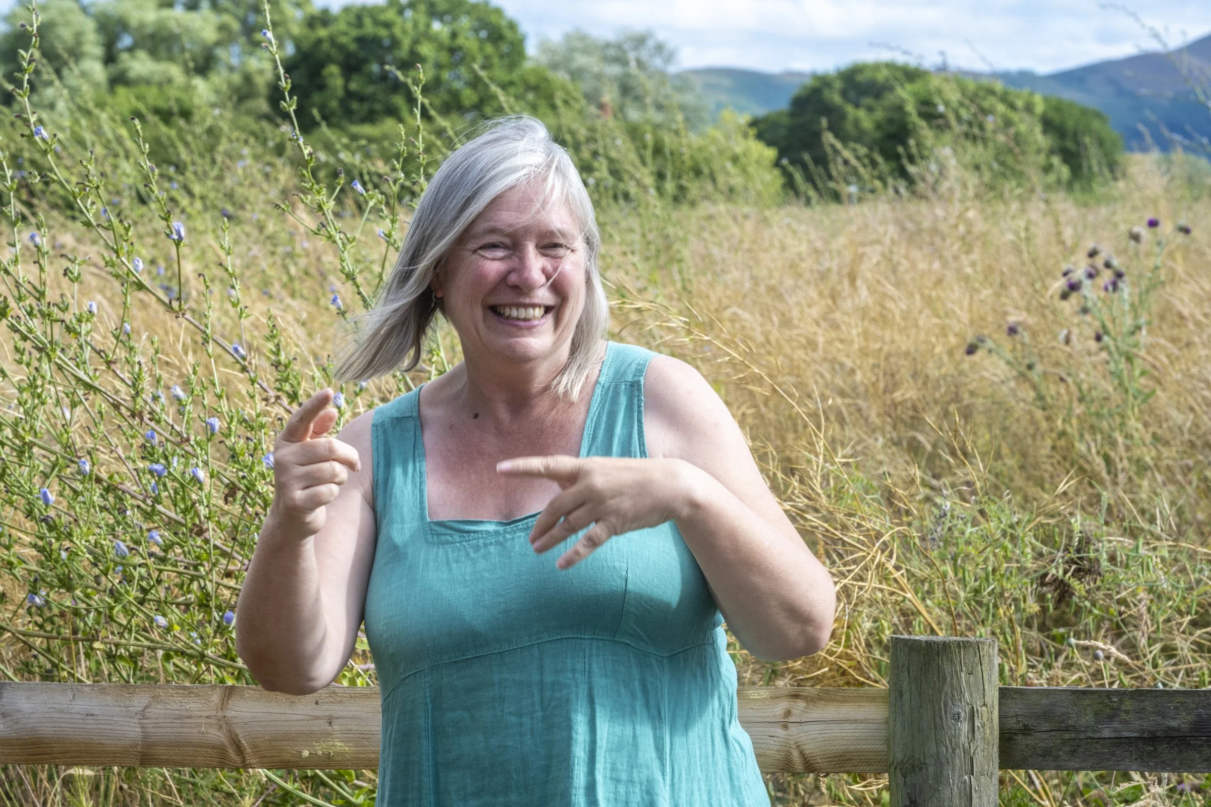 Jo McAndrews leading the Song Space community singing group in Stroud